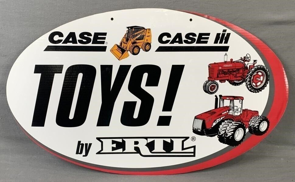 Case TOYS! by ERLT Sign Double sided Oval 29.5″ x 17.75″ cardboard VG condition