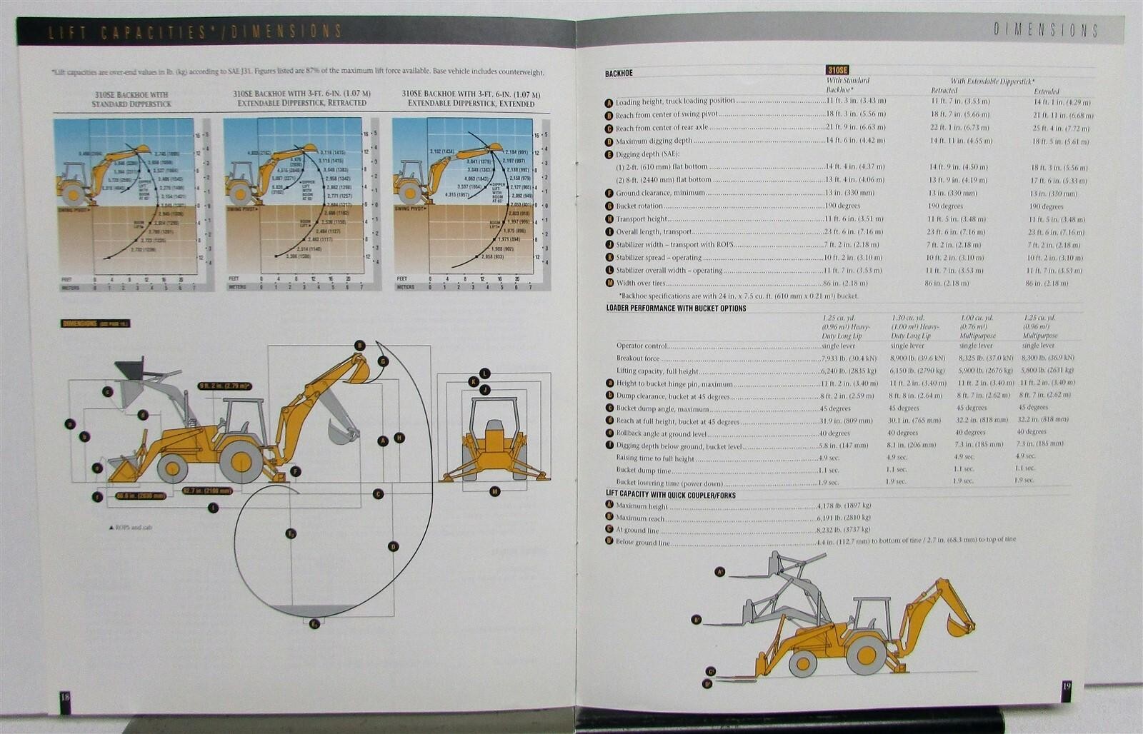 1999 John Deere 310SE Backhoe Loader Specifications Construction Brochure