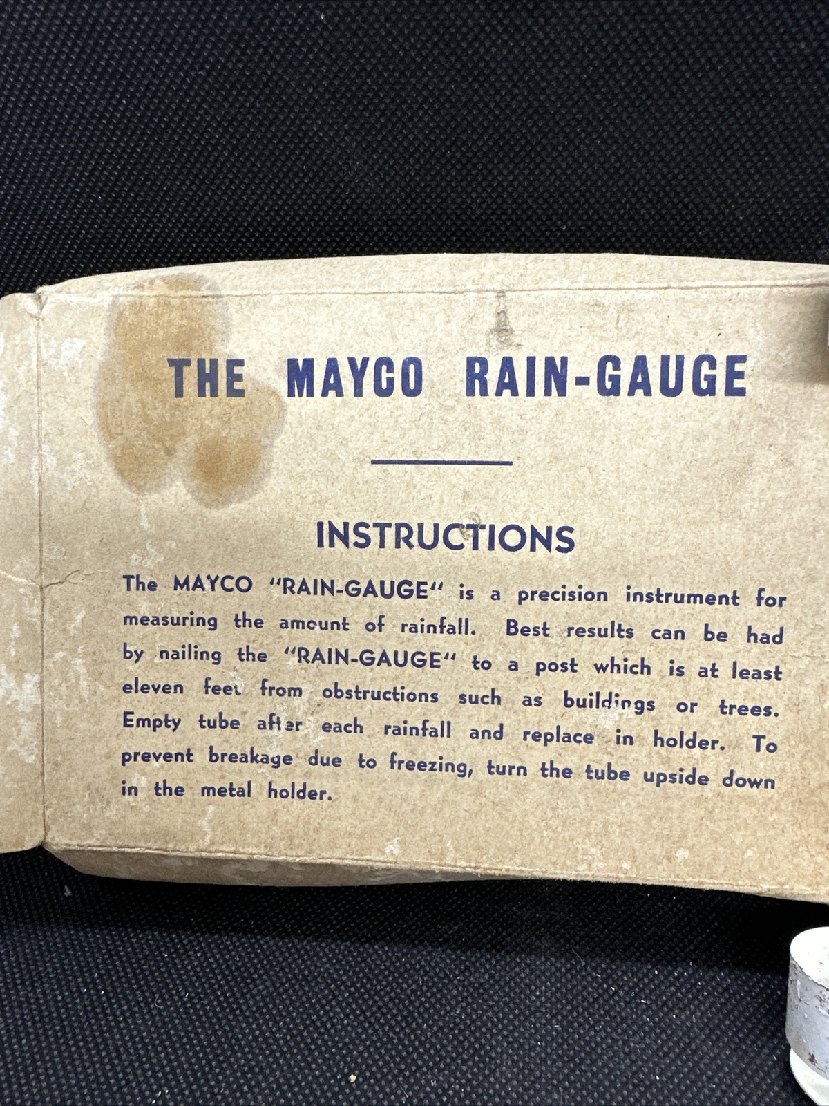 Vintage 1950 Rain Gauge G B Mayfield Allis Charmers Farm Machinery LAMESA Texas