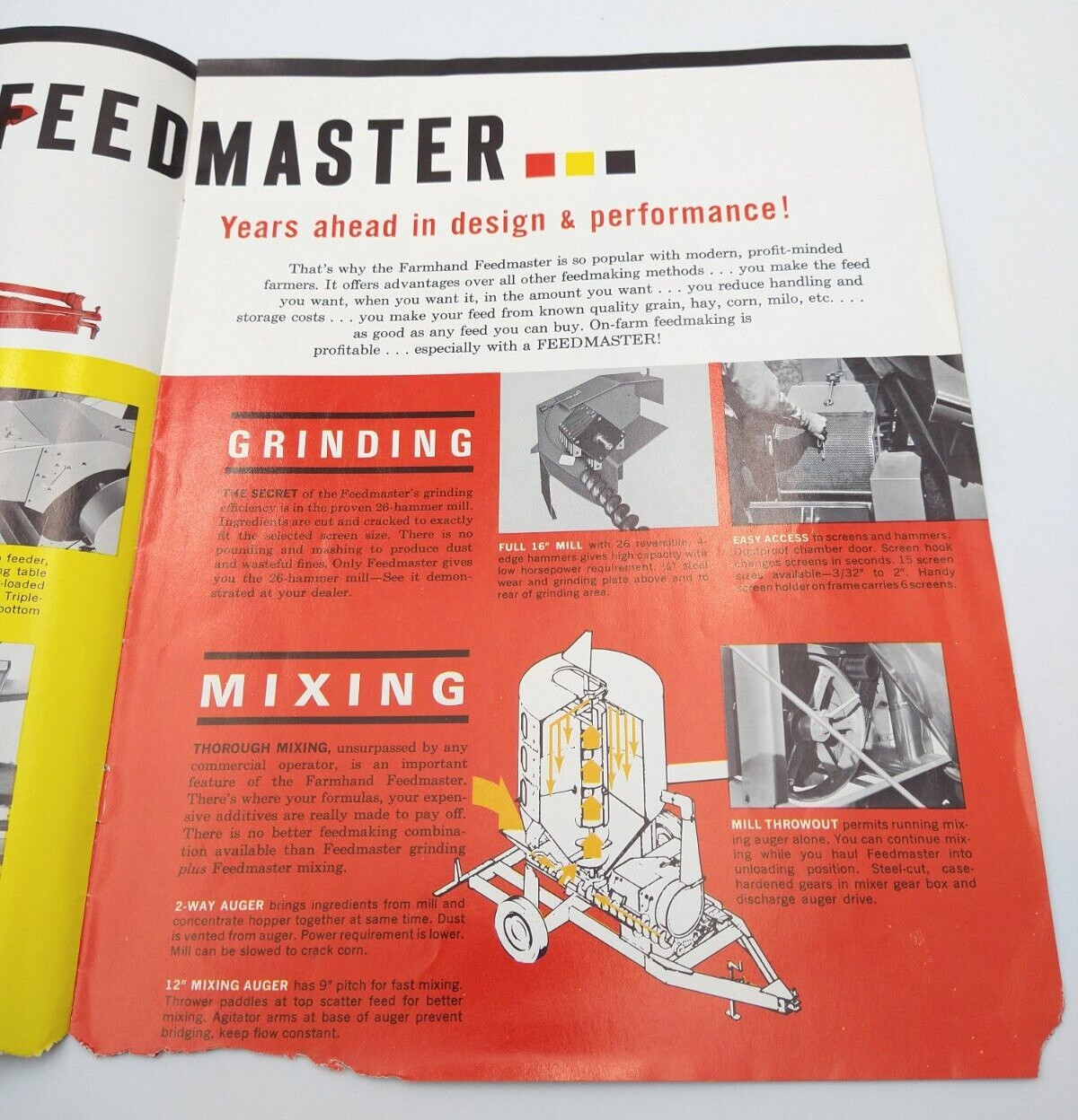 VTG 1960s Farmhand Feedmaster Dealer Sales Brochure 8 pg 8.5″x11″ Grinder Mixer