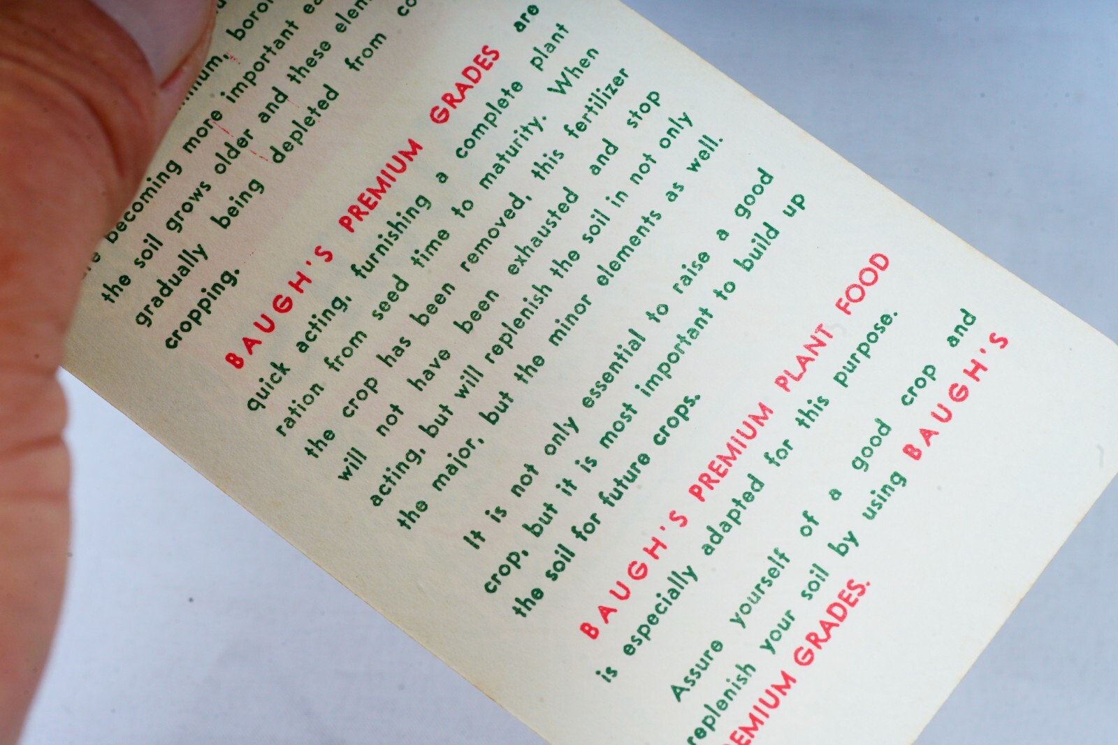 1950s BAUGH’S Plant Food Soil Builder Memo Book Agricultural Advertising