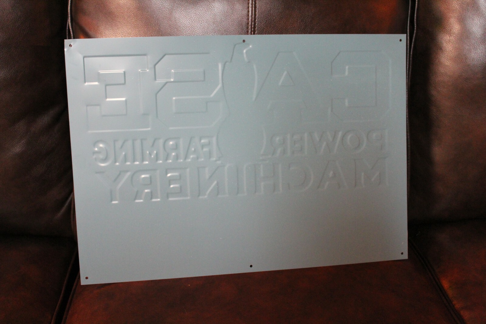 CASE FARMING MACHINERY DEALER EMBOSSED METAL SIGN EAGLE ABE SALES GAS OIL SEED