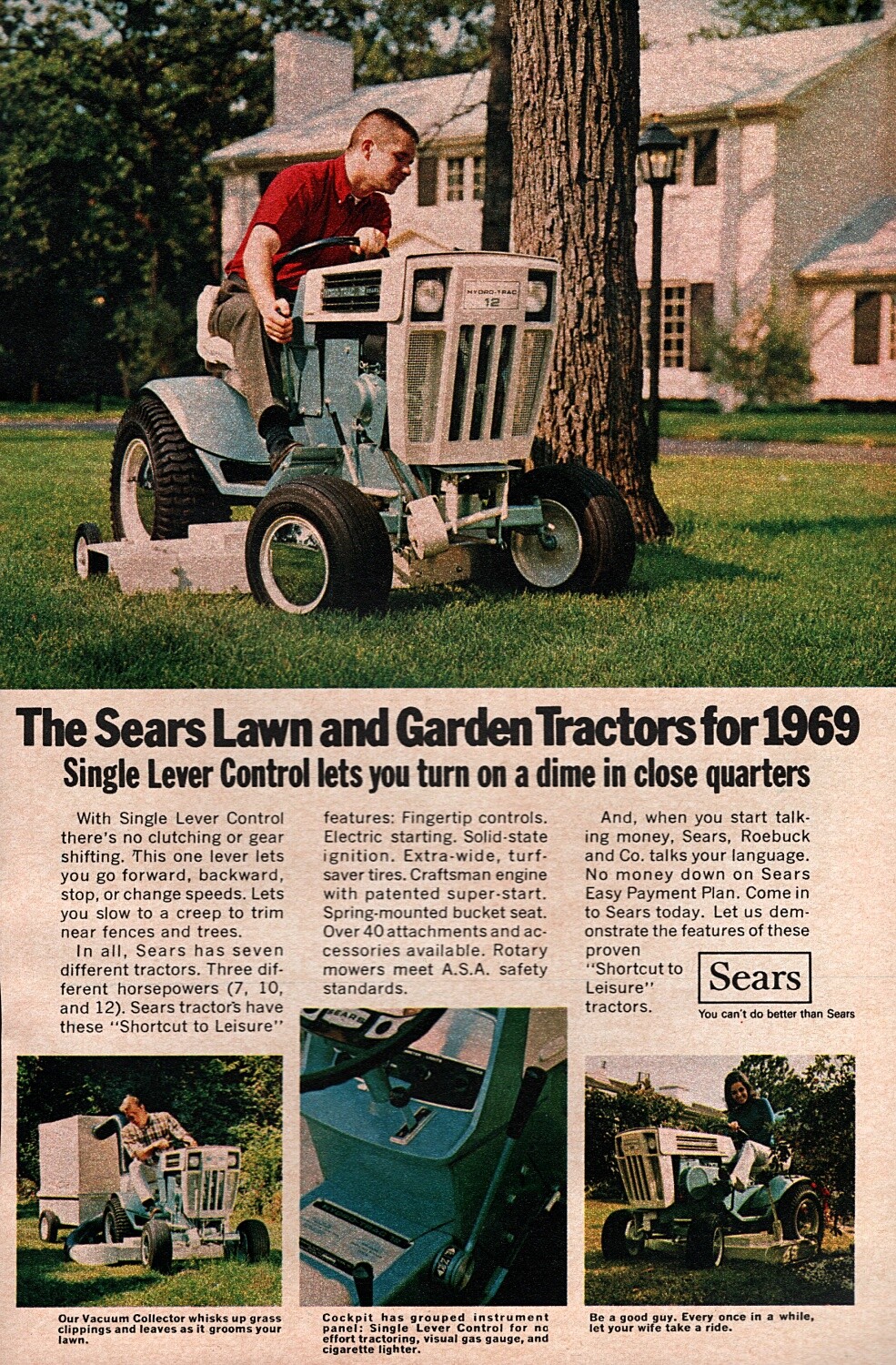 1969 Sears 12 Garden Tractor Original Color Ad