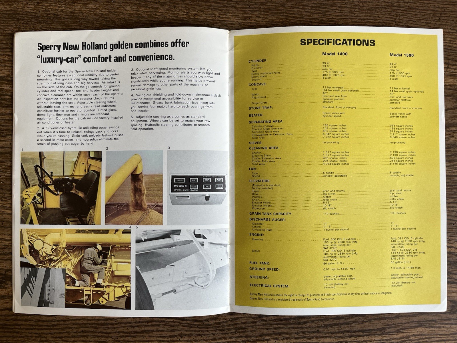 New Holland Corn Combine 1400 1500 Sales Brochure 1976