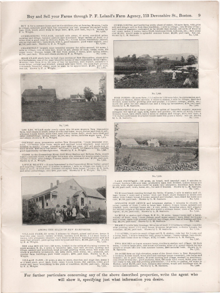 P. F. Leland’s Farm Agency, Boston, Mass. Property Add Circular No. 44, ca 1890