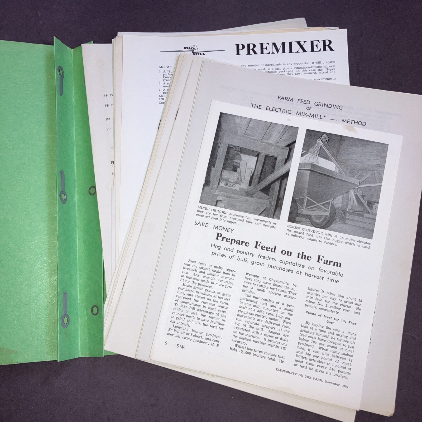 1957 & 1962 Mix Mill automated feed systems Vintage literature- Bluffton, IN