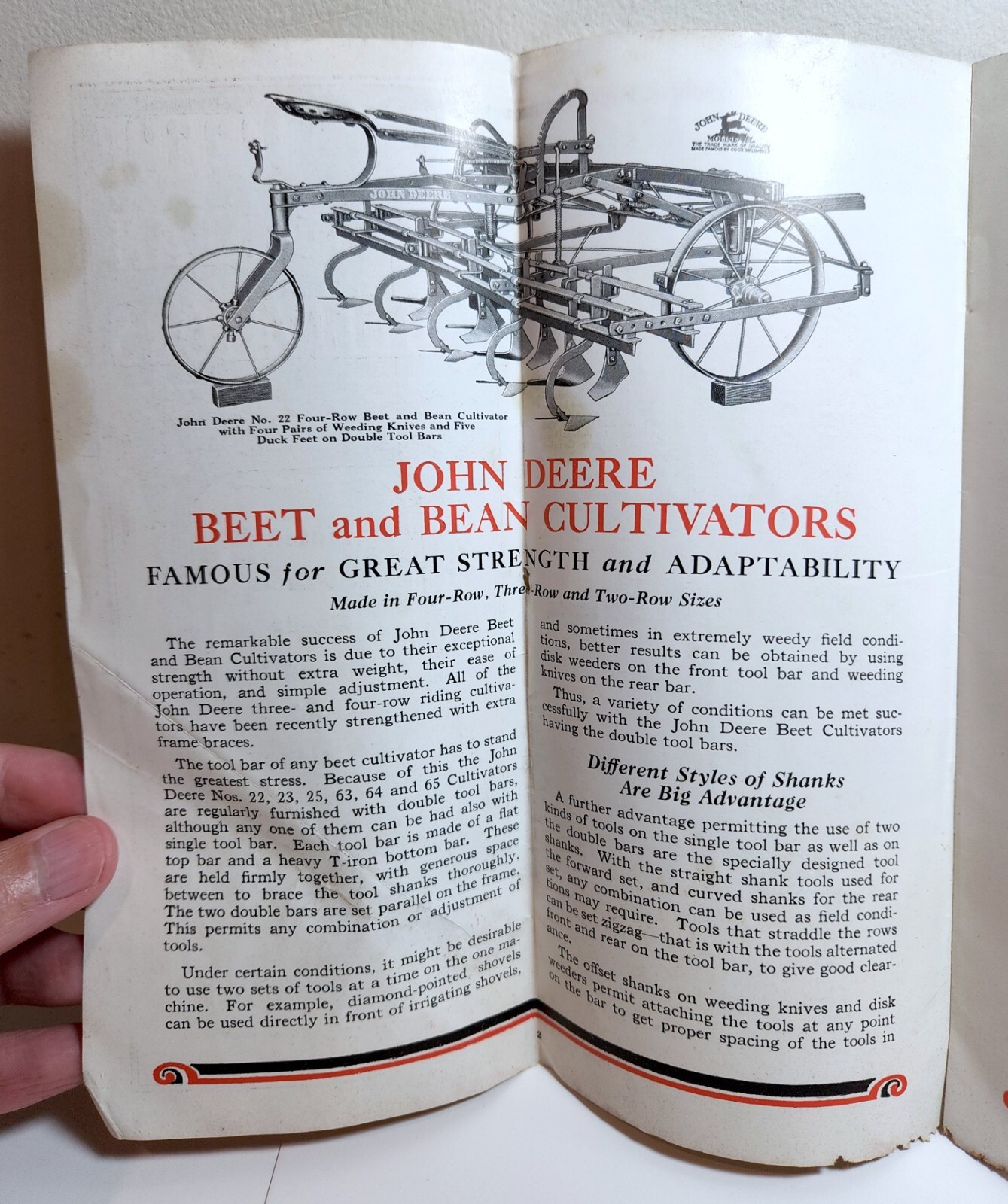 1920s John Deere Beet and Bean Cultivators farm machine ad brochure