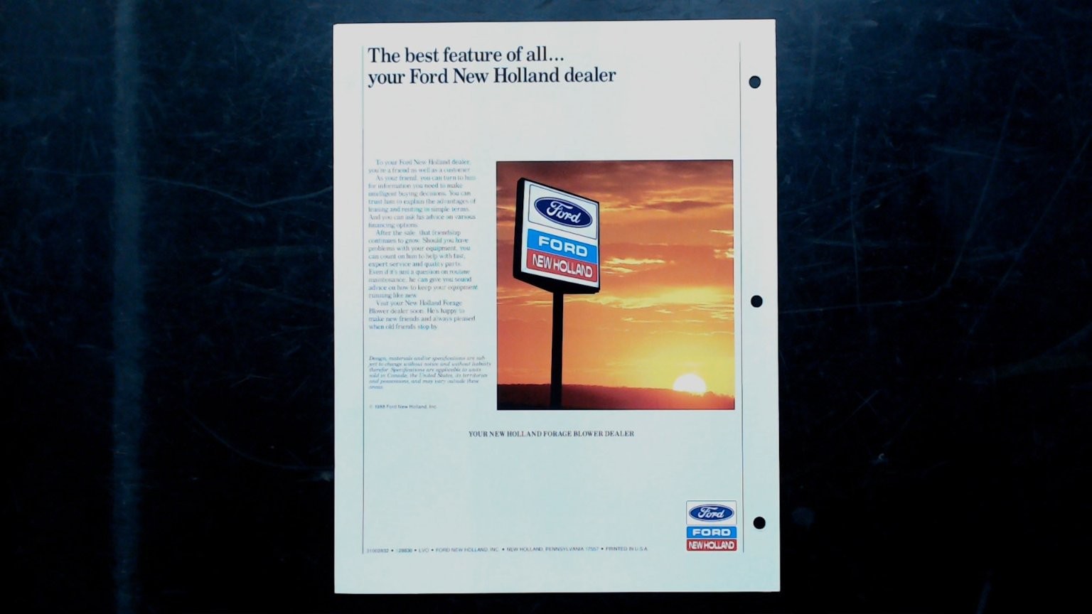 Ford New Holland Forage Blowers Brochure Vintage 1988 Agriculture