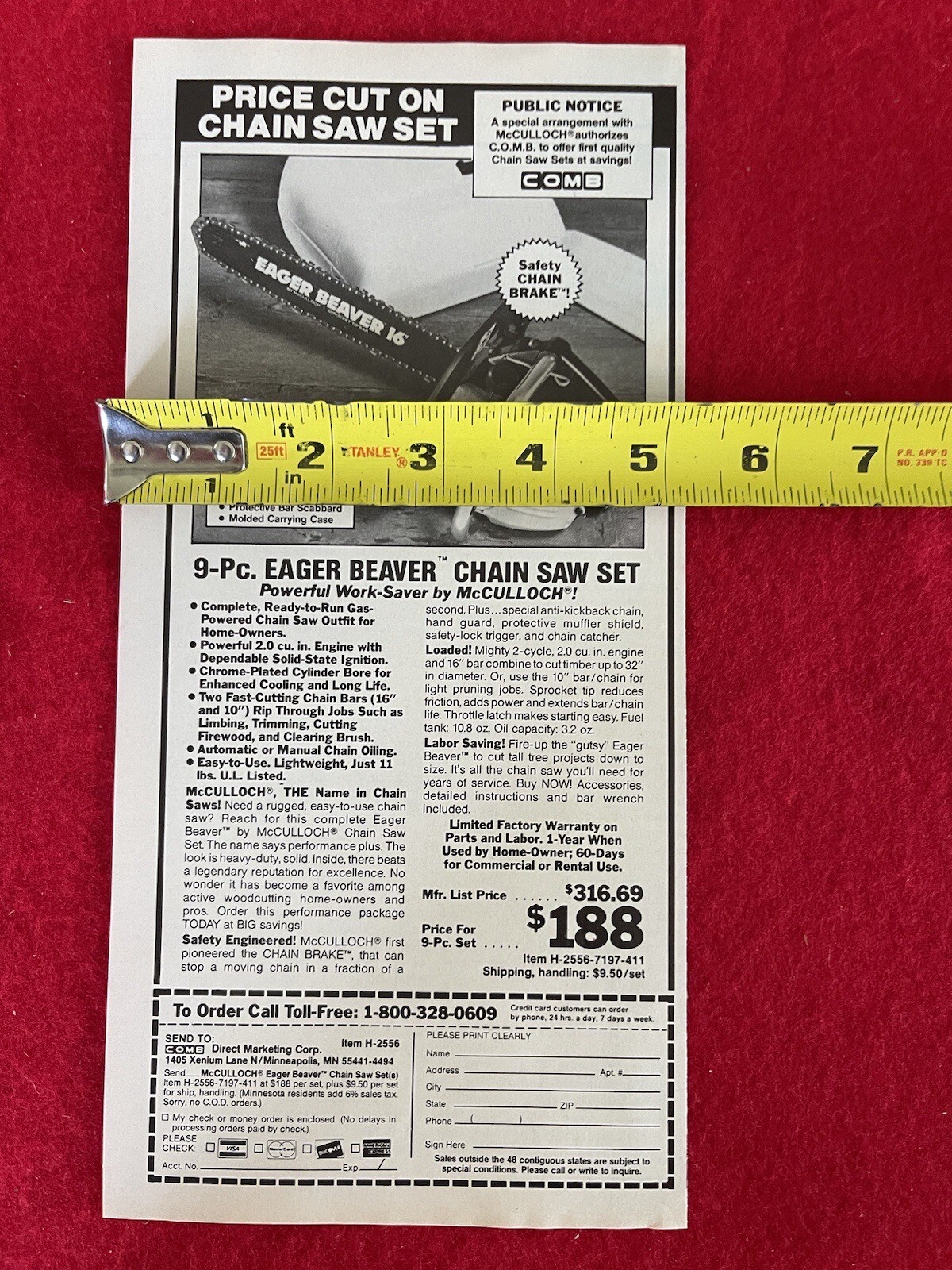 Vintage 1987 Eager Beaver Chainsaw Mc Culloch Print Ad – Ad Only