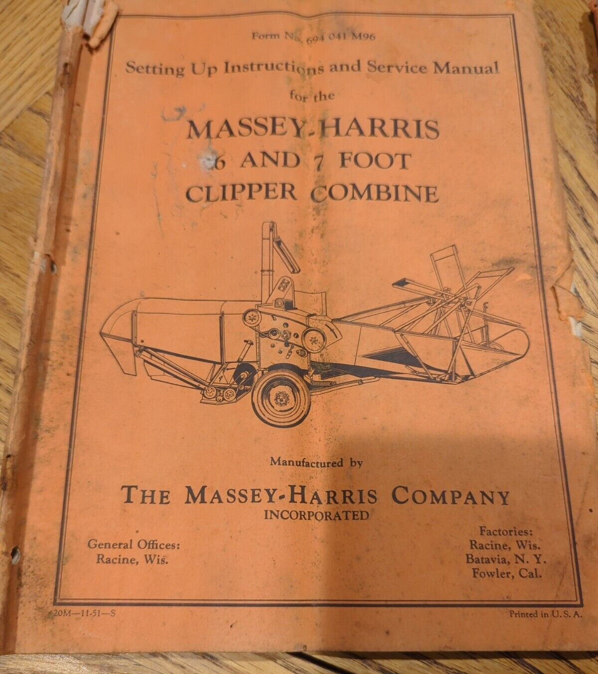 Massey Harris 1950’s Combine Sales Booklet Full Color Lot Of 2 Combine Pts &Man