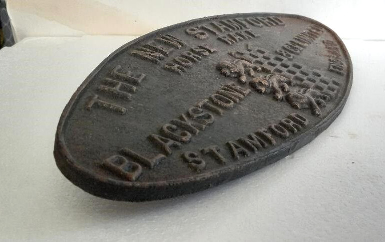 STAMFORD HORSE RAKE SIGN CAST IRON UNPAINTED 14 INCHES COLLECTIBLE