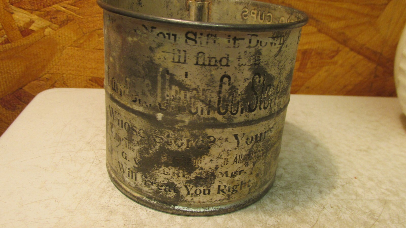 Antique Flour Sifter Farmers Union Co. Store G.W. Boresh