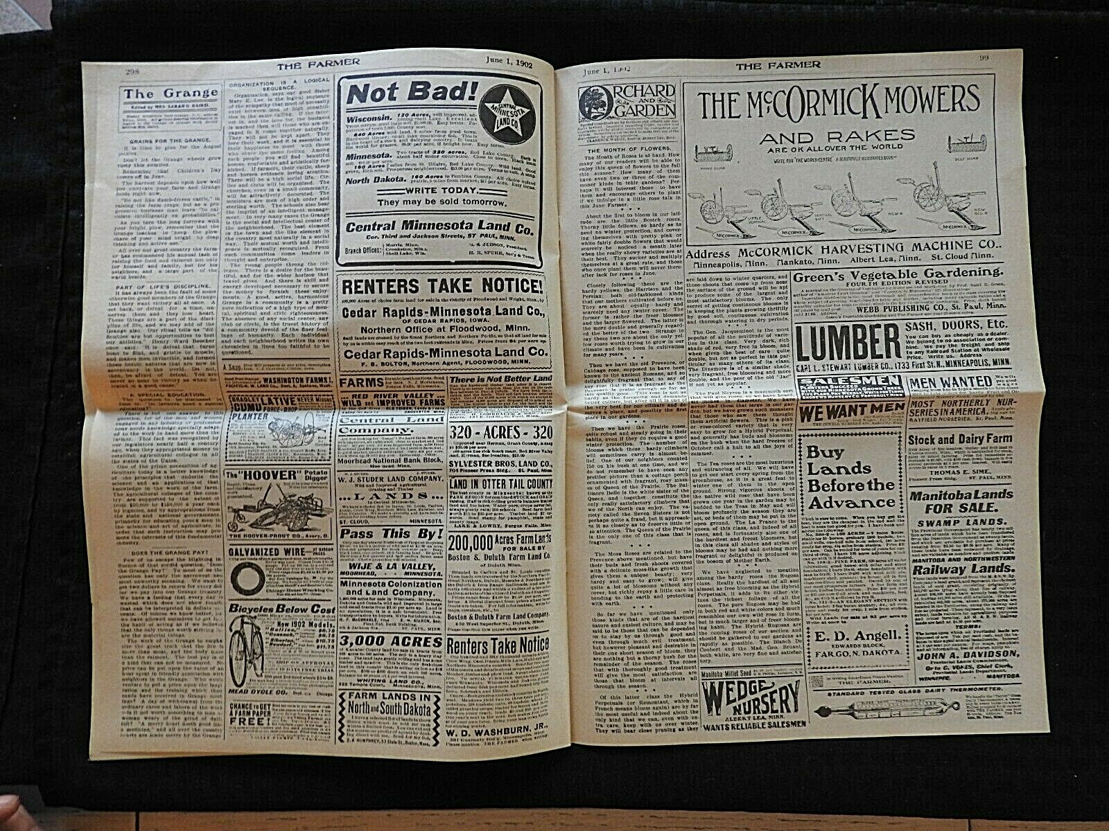 1902 “The Farmer” Webb-Shaw Farm Experiment St. Paul MN Agricultural Newspaper