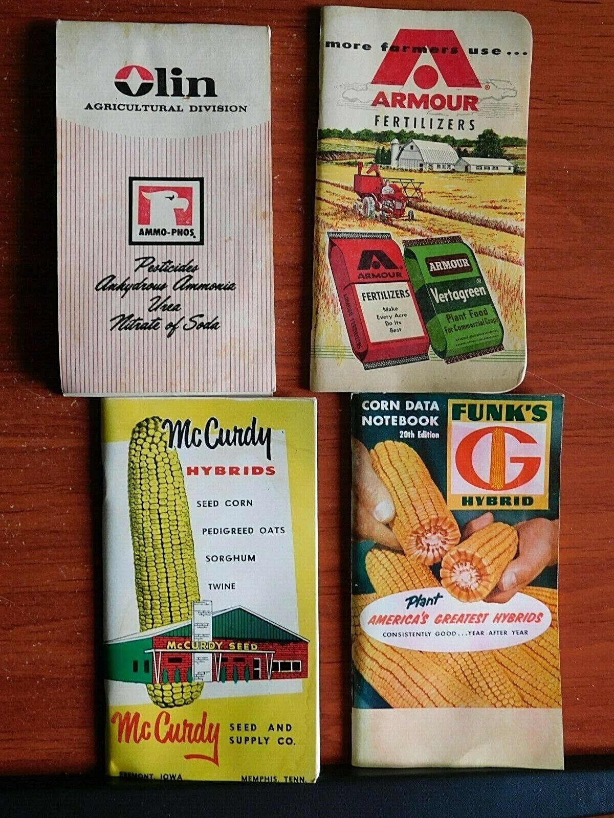 4) Notebooks: Funk’s G, McCurdy Hybrids, Olin Agri, Armour Fert – advertising