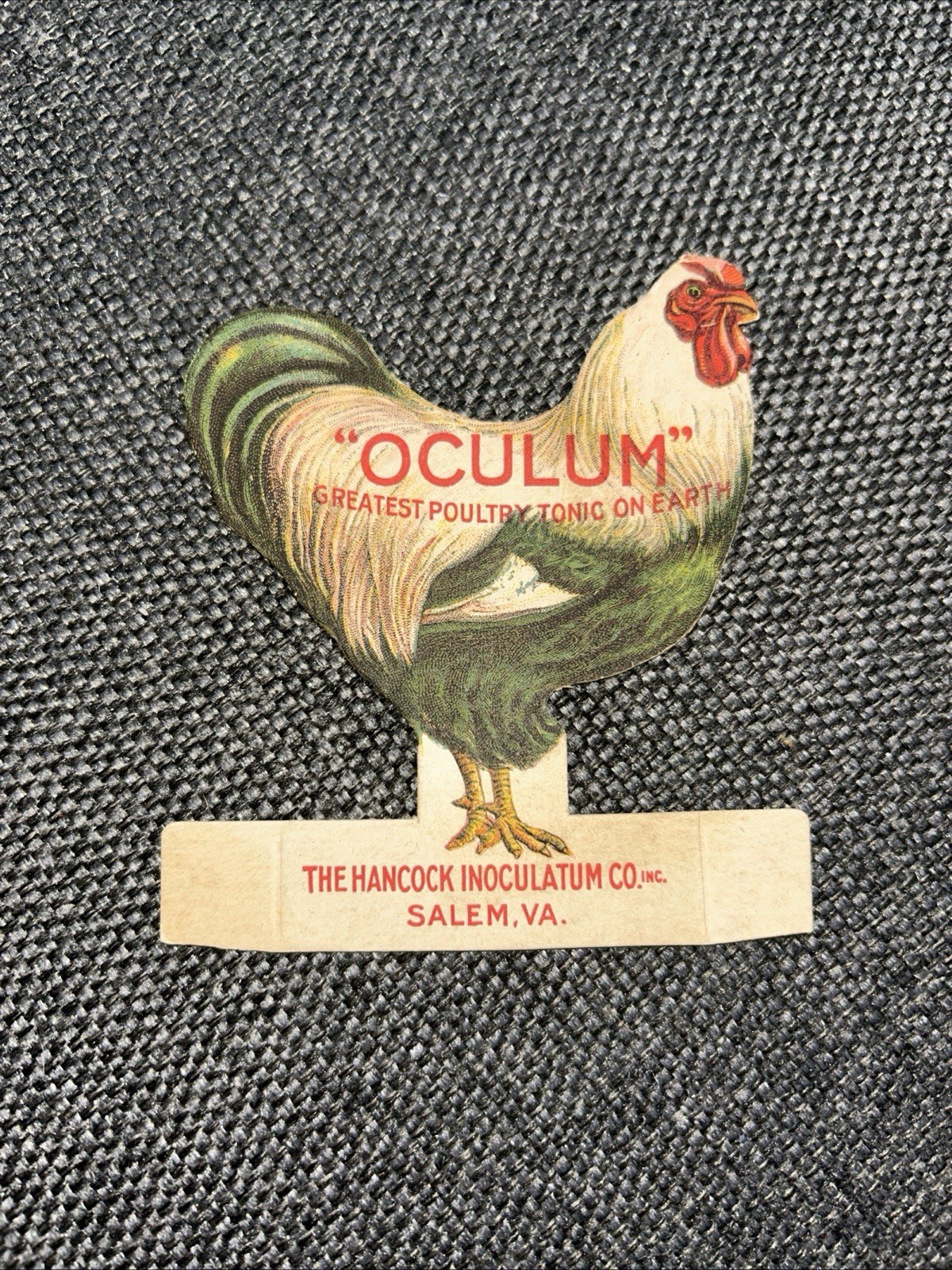 1920’s Oculum Poultry Inoculation Trade Card in the Shape of a Chicken