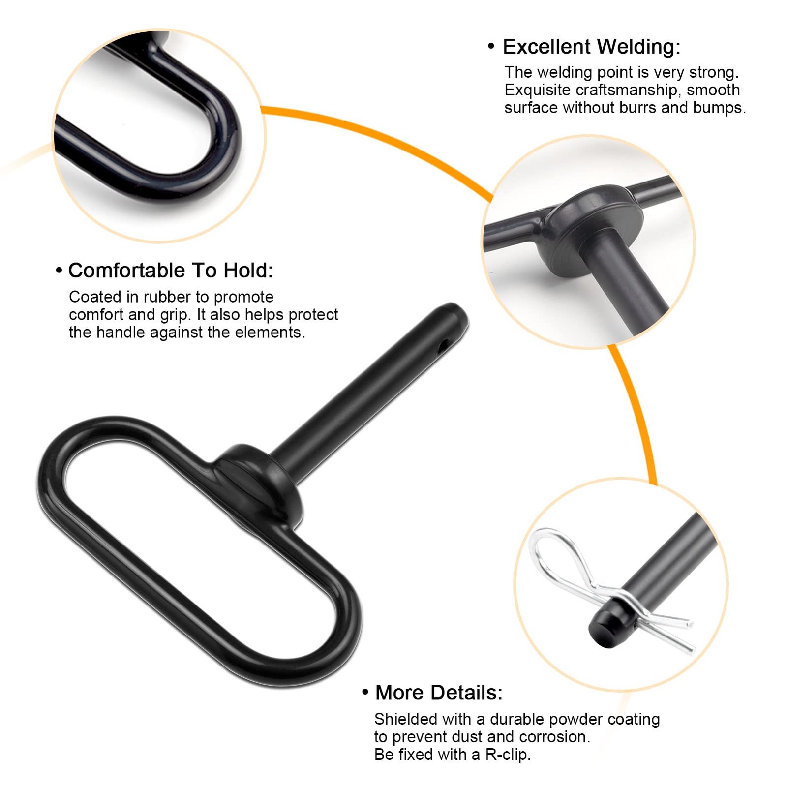 CZC AUTO 2 Pack Hitch Pin 1/2 x 3 Inch Lawn Mower Trailer 1/2inch, Black