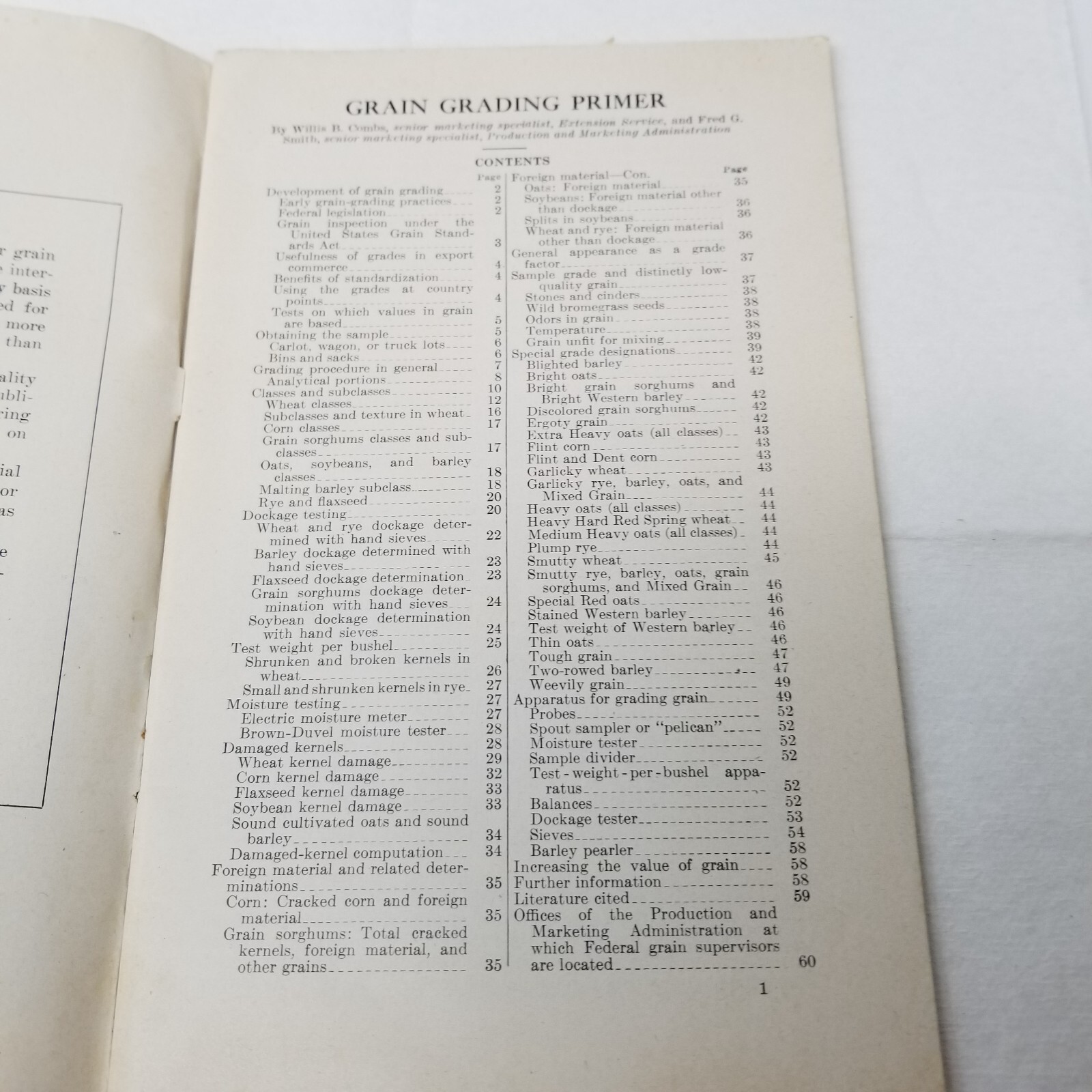 Grain Grading Primer 1948 Farmers’ Bulletin Booklet 325 USDA Photos Charts