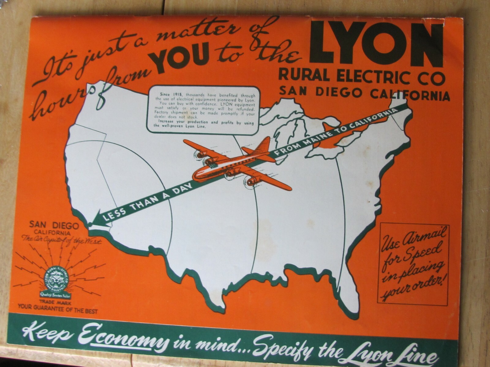 1950′ Lyon Rural Electric Co San Diego – Supplies for Farm Ranch Laboratory