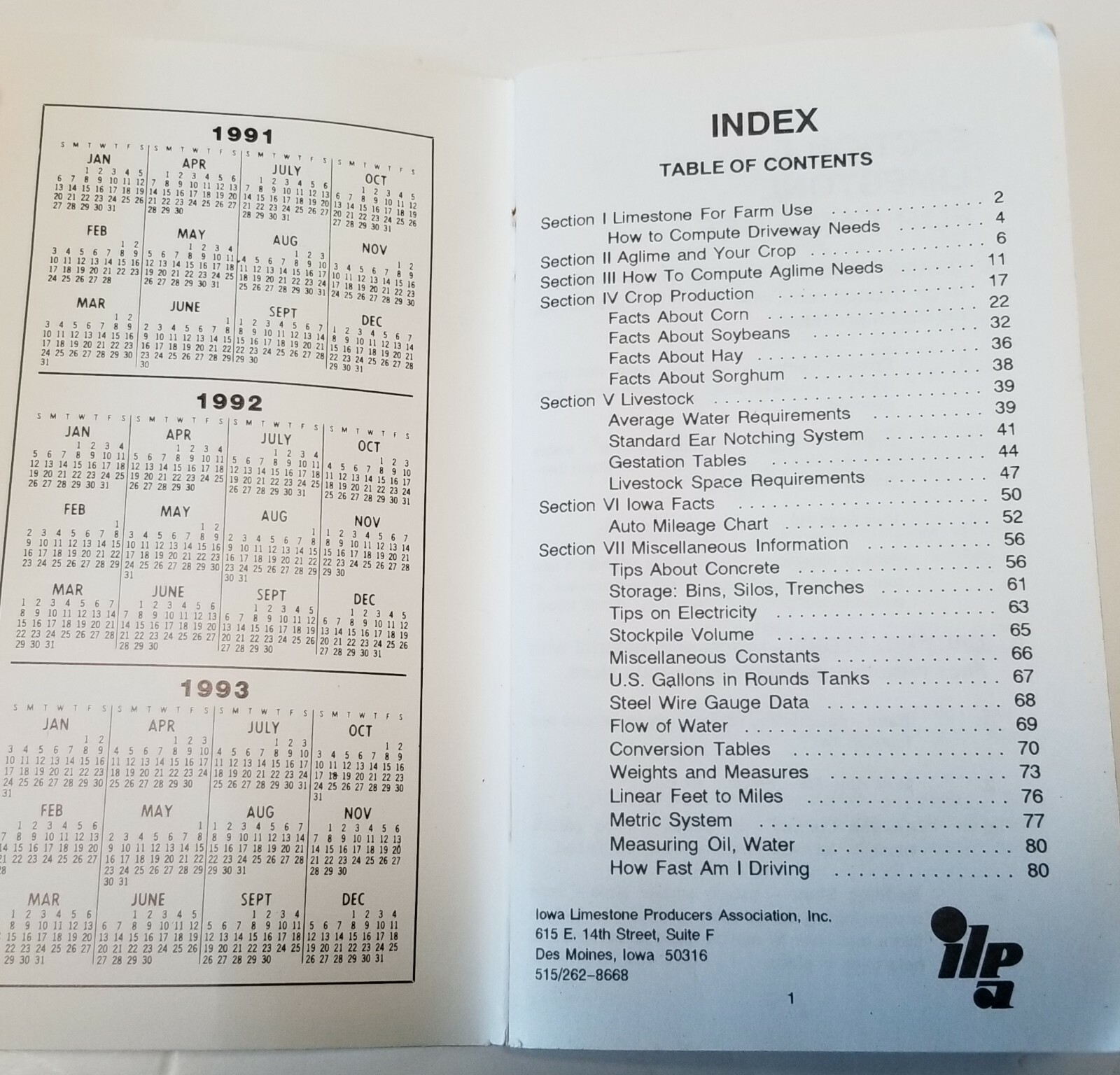 1990s Iowa Limestone Producers Farmer’s Handbook Farm Farming Book Booklet 7×4