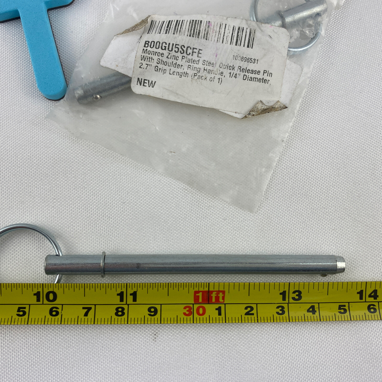 (2) Monroe Zinc Plated Steel Quick Release Pin With Shoulder Ring Handle 1/4” Di