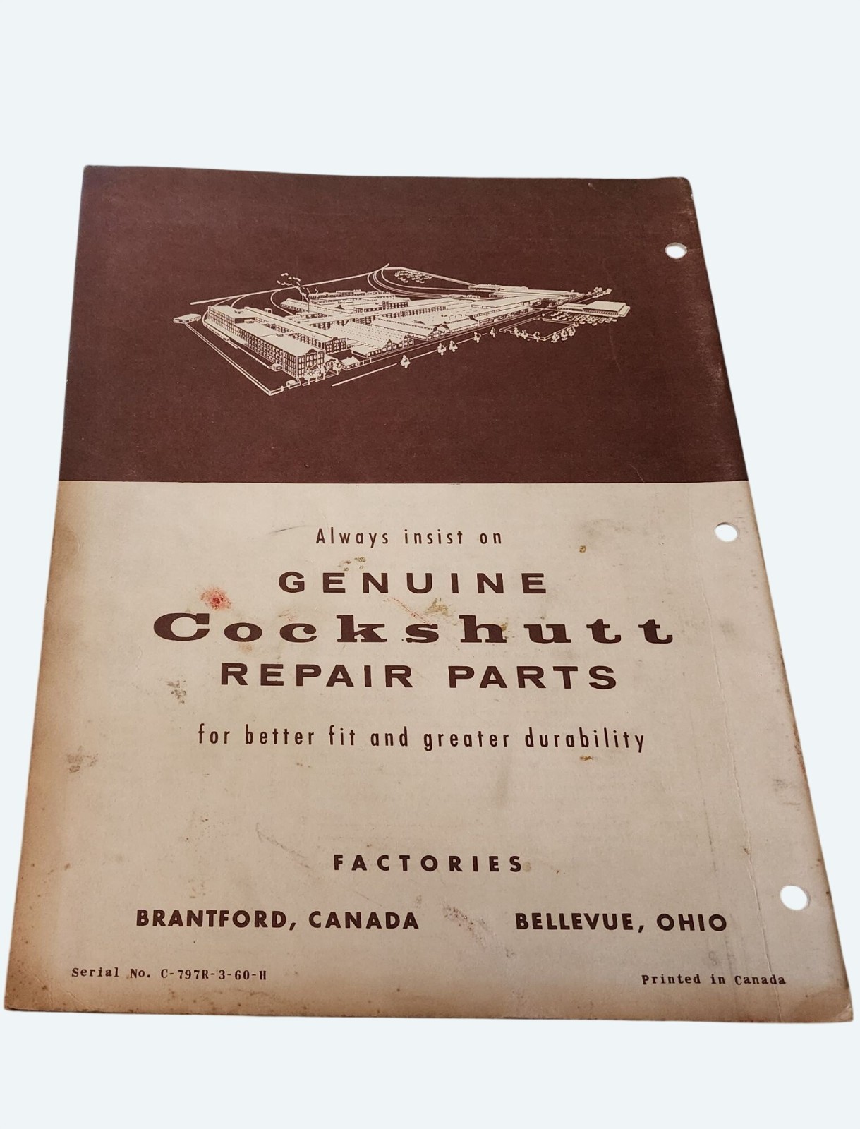 Vintage 1960 Cockshutt “2” Swather Parts List ManualC-797R-3-60-H