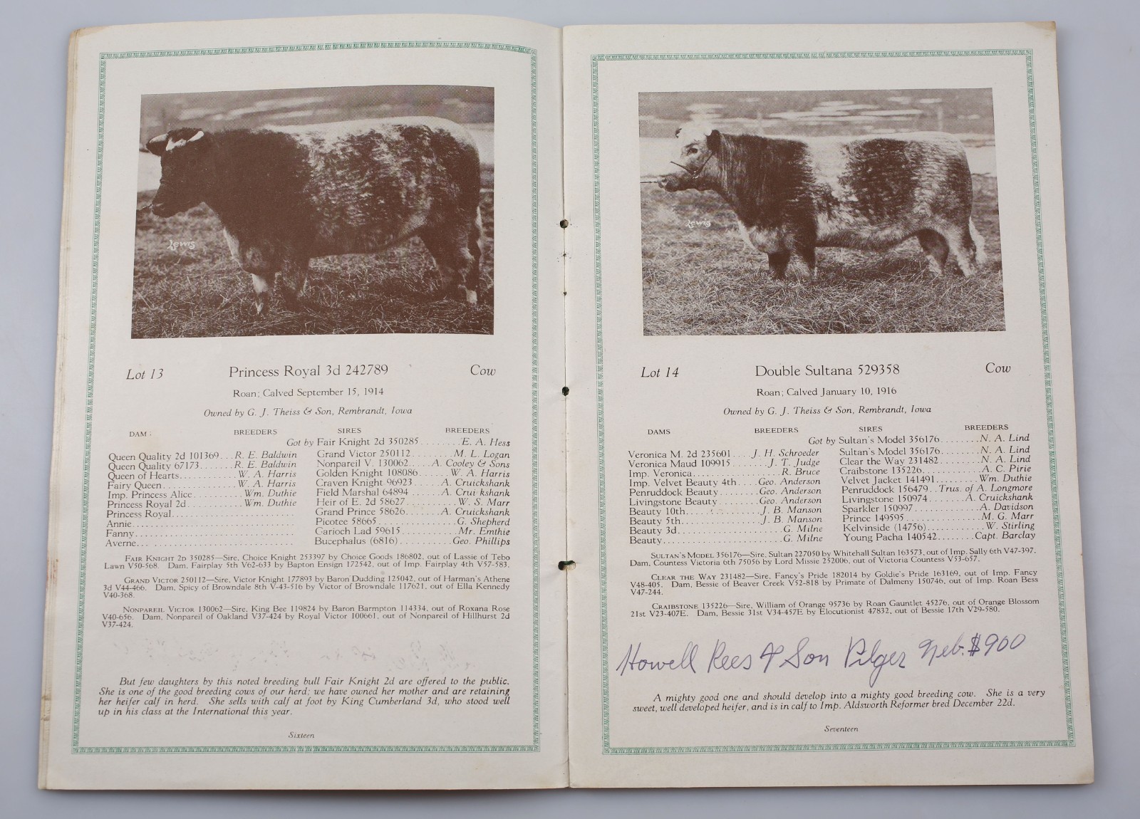 Vintage 1918 Paramount Shorthorns Livestock Sale Catalog Rembrandt Iowa
