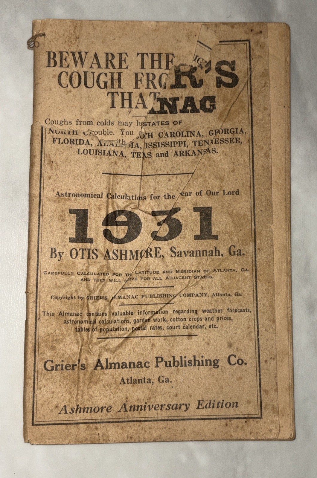 Lot of 4 Vintage GRIER’S ALMANAC 1930, 1931, 1938, 1939 & 1941 Issues See Pics