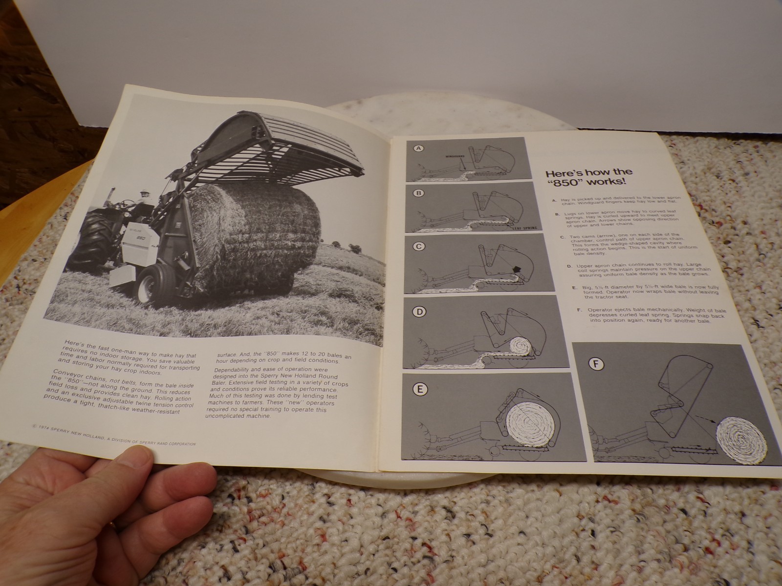 1974 Sperry New Holland Model 850 Round Baler Farm Brochure