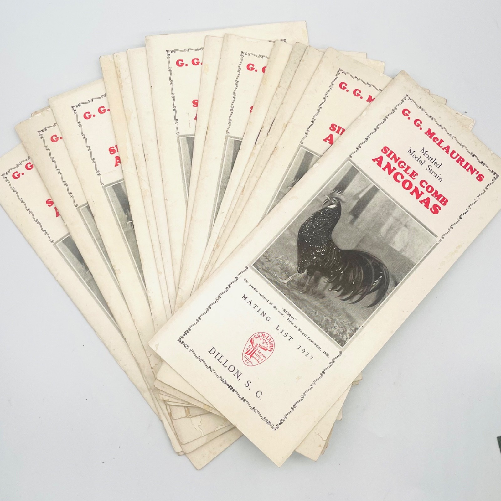 1927 G.G. McLaurin Single Comb Anconas Poultry Catalog Dillon SC Chickens