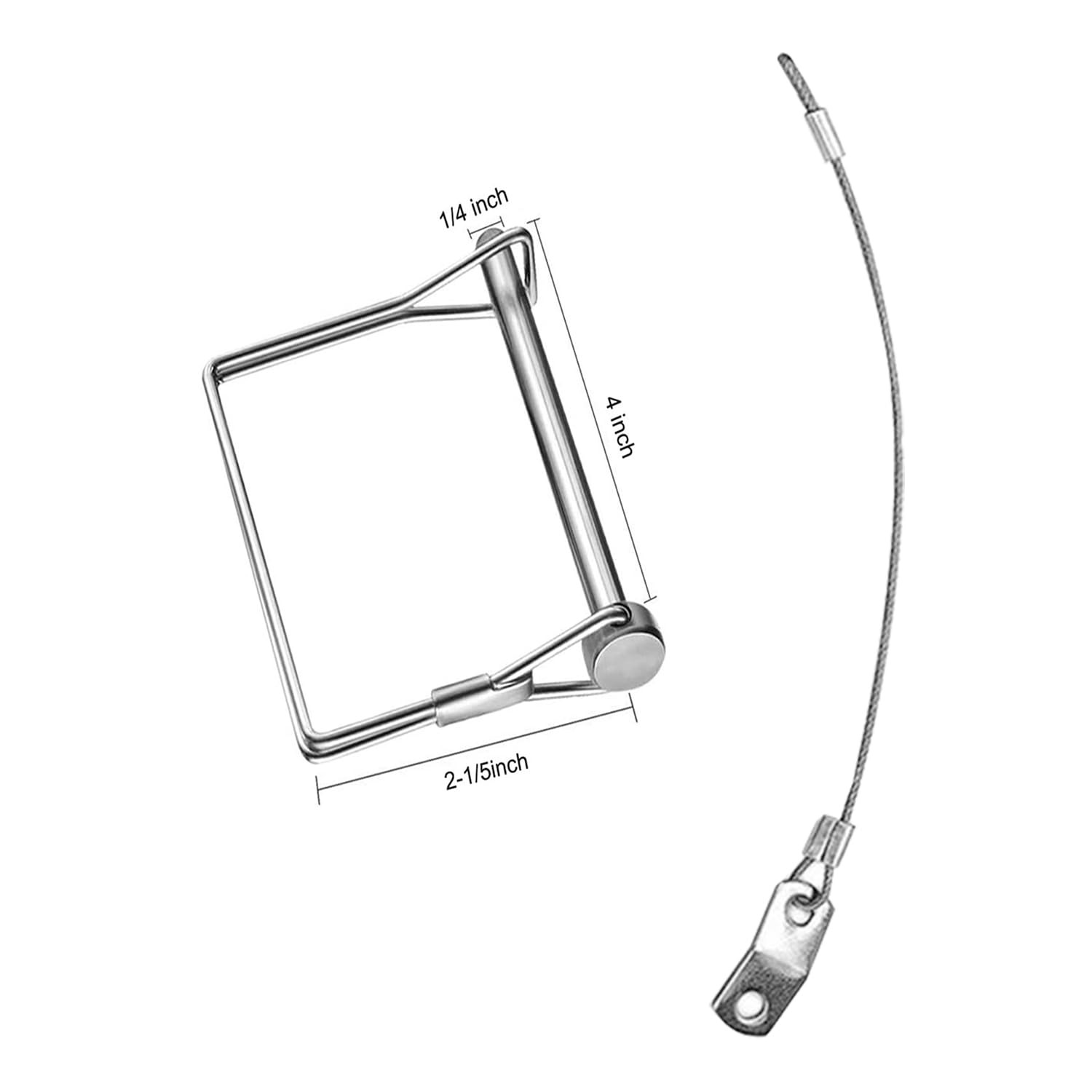 2 Pack 1/4″X4″ Trailer Coupler Pin with Anti-Loss Cable, Square Wire Lock Pin fo