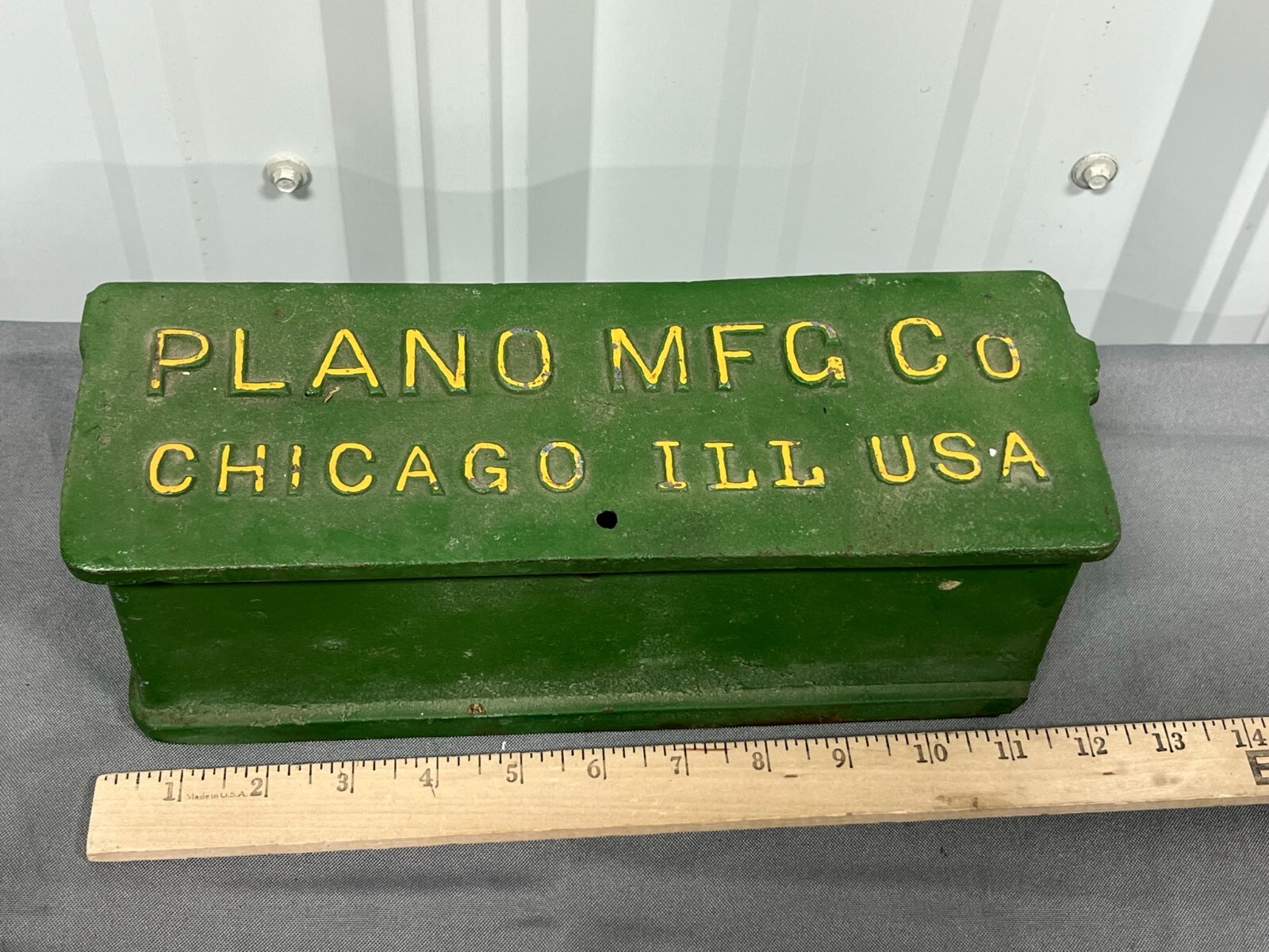 Vintage PLANO Mfg Cast Iron TOOLBOX Old Original Chicago IHC
