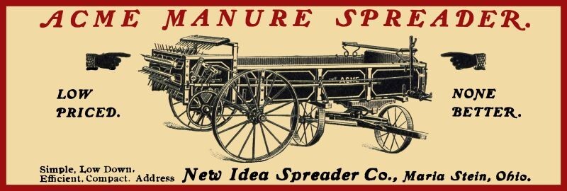 New Idea ACME Spreader, Maria Stein NEW Sign: 12×36″ USA STEEL XL Size – 4 lbs.