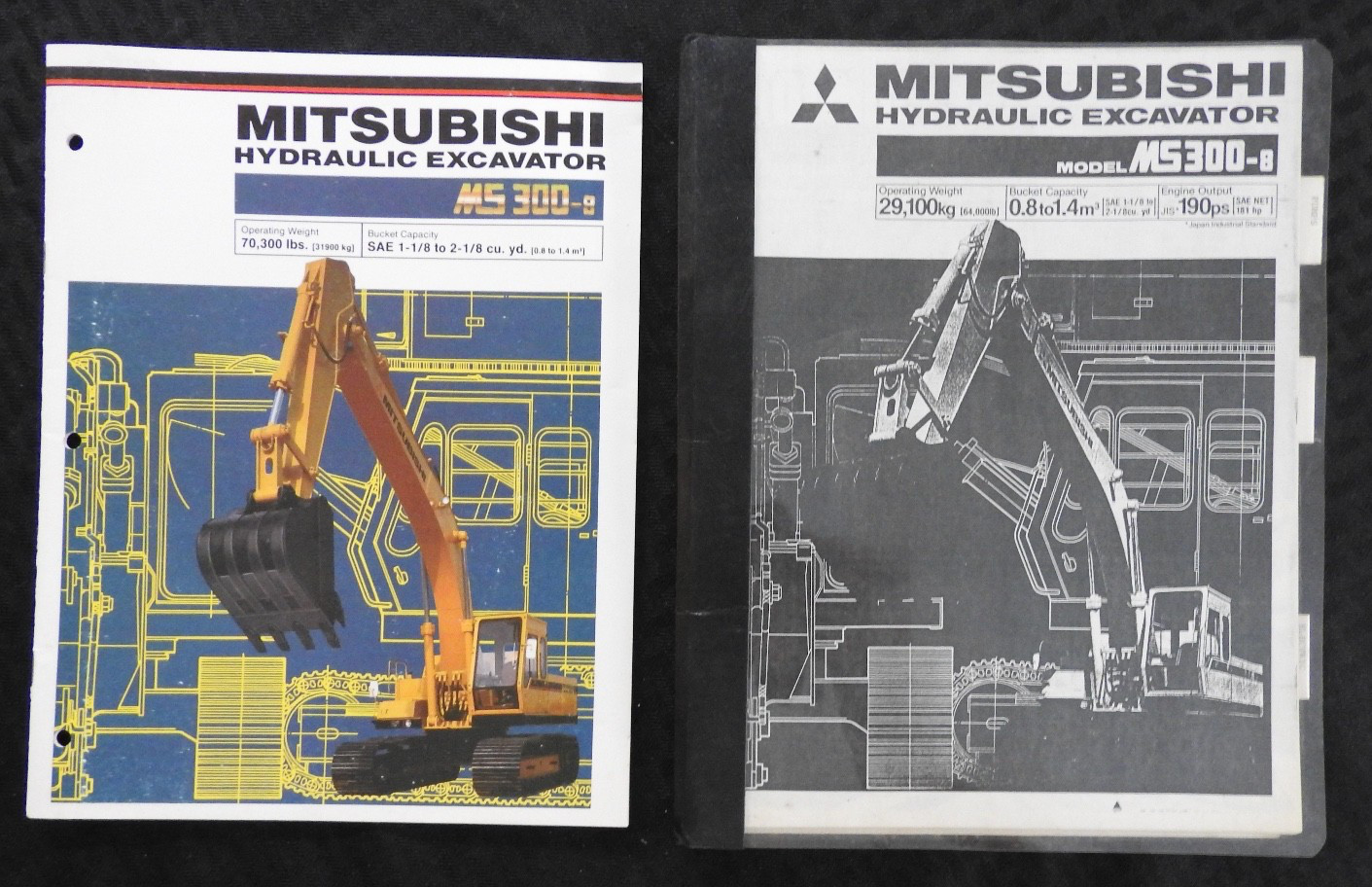 1980’s Mitsubishi MS 300-8 Excavator Sales FEATURES Catalog Manual + Brochure