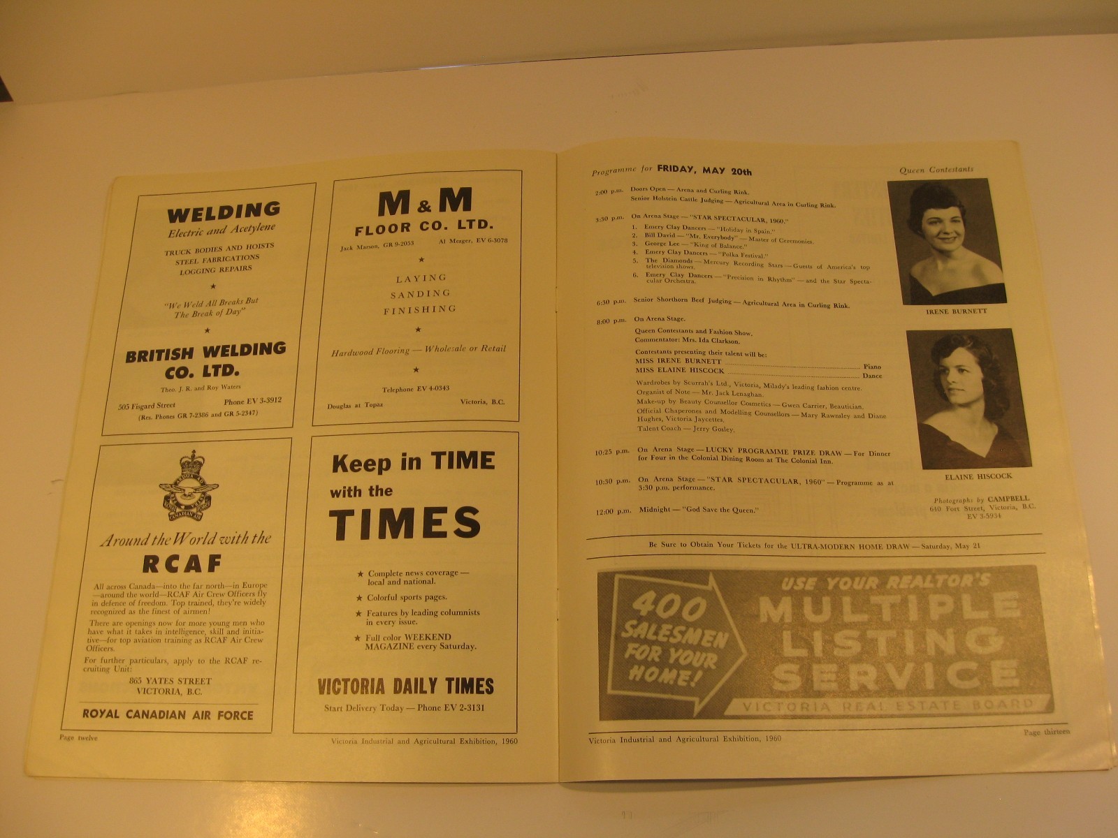 Victoria Industrial + Agricultural Exhibition Programme 1960 Memorial Arena
