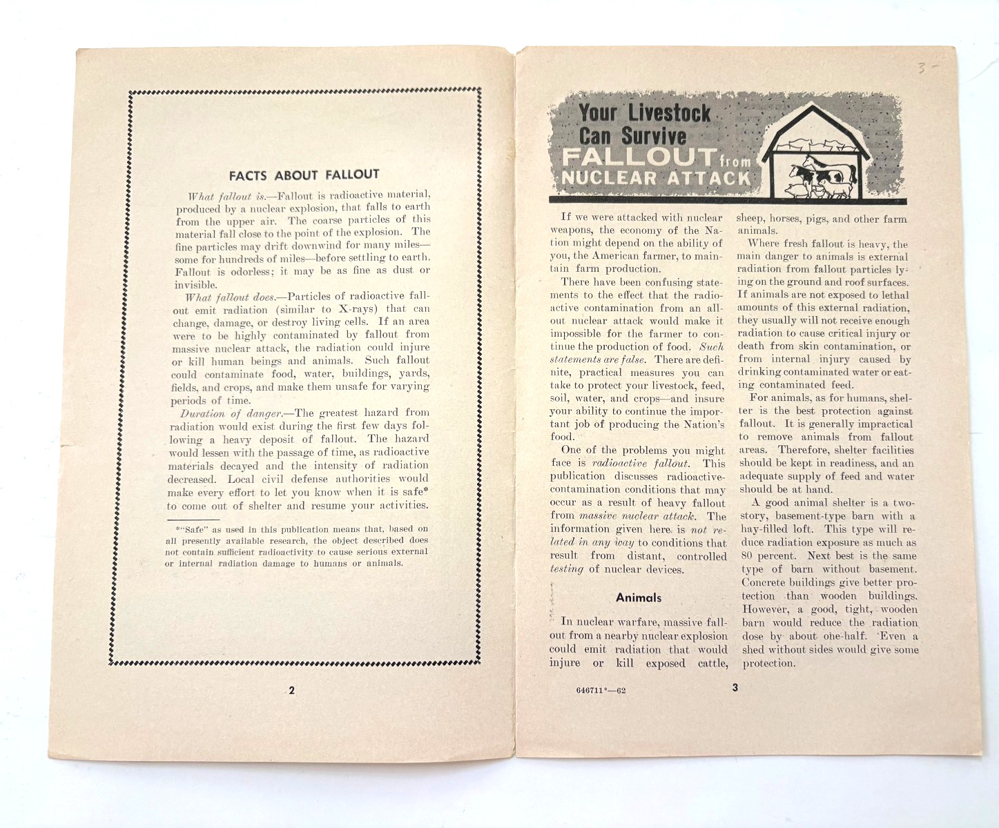 1962 U.S Dept. of Agriculture Pamphlet “Your Livestock Can Survive Fall Out” *
