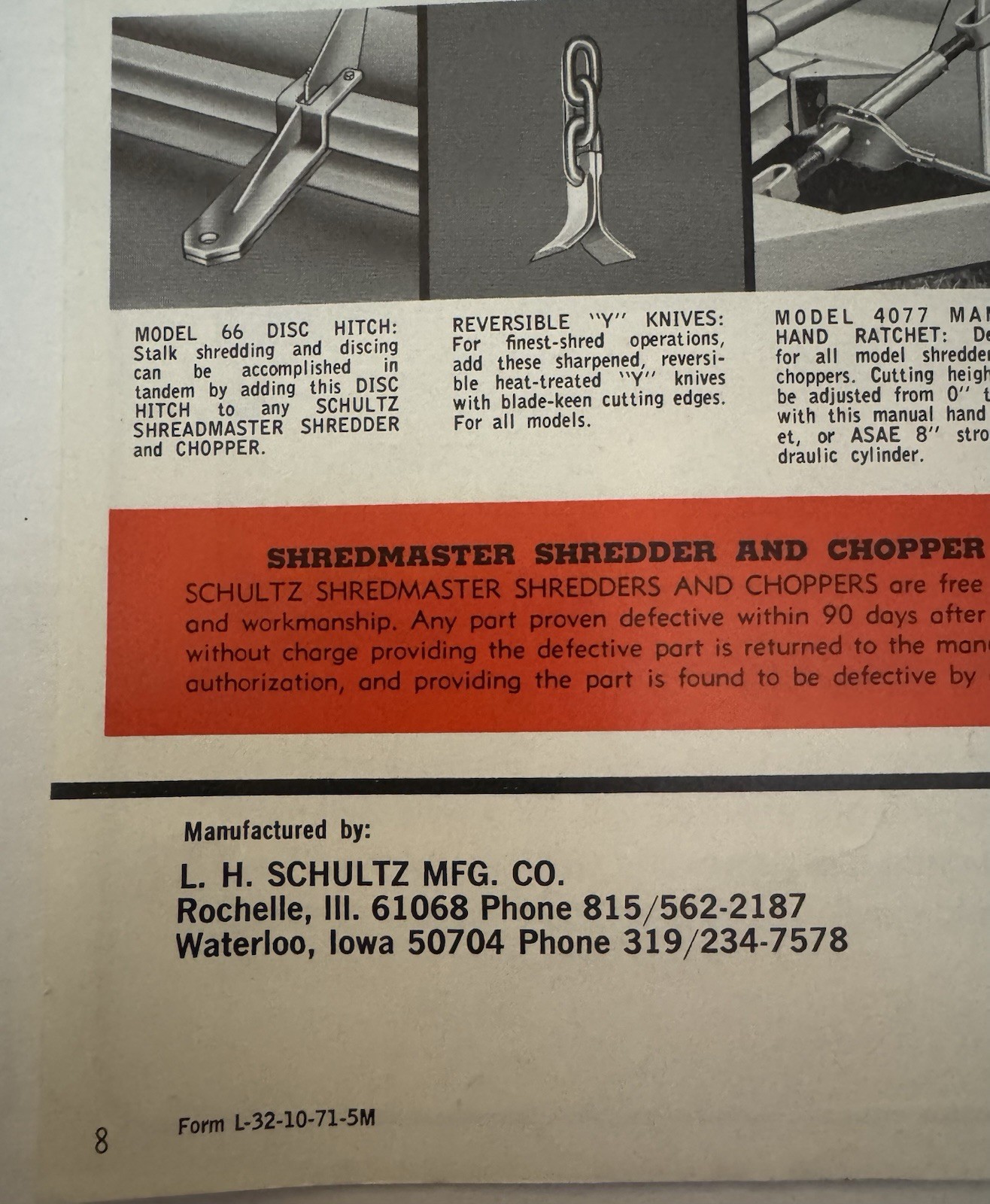 Vtg 1972 & 1988 Set Of 2 Farming Agricultural Shultz Mfg Dealer Sales Brochures