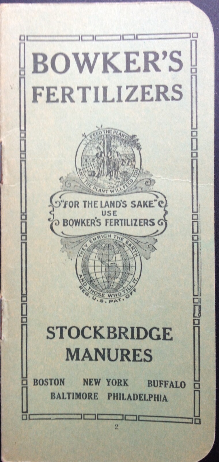 C.1923 BOWKER’S FERTILIZERS HANDY POCKET NOTEBOOK, STOCKBRIDGE MANURES