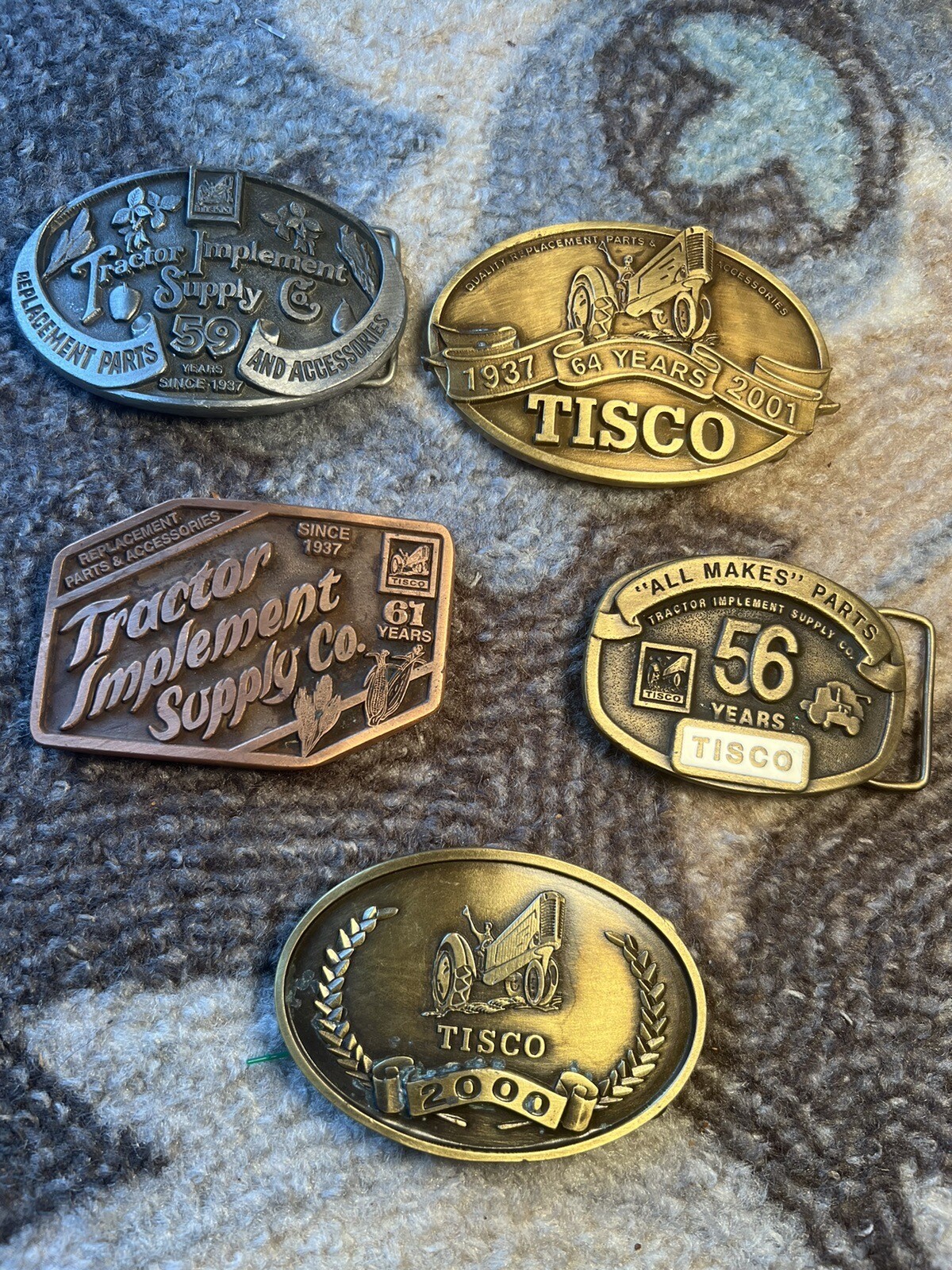 Tractor Implements Supply Company Belt Buckle Lot (5 Pieces )