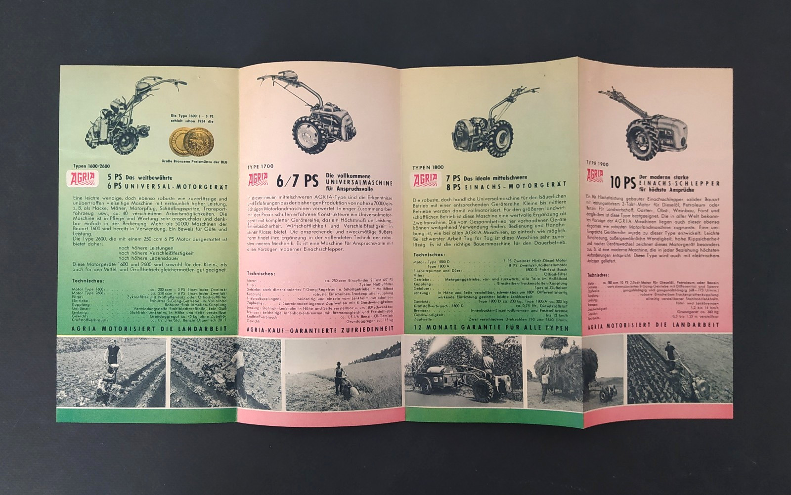 VINTAGE AGRIA UNIVERSAL SINGLE-AXLE TRACTOR-MOWER BROCHURE 1956