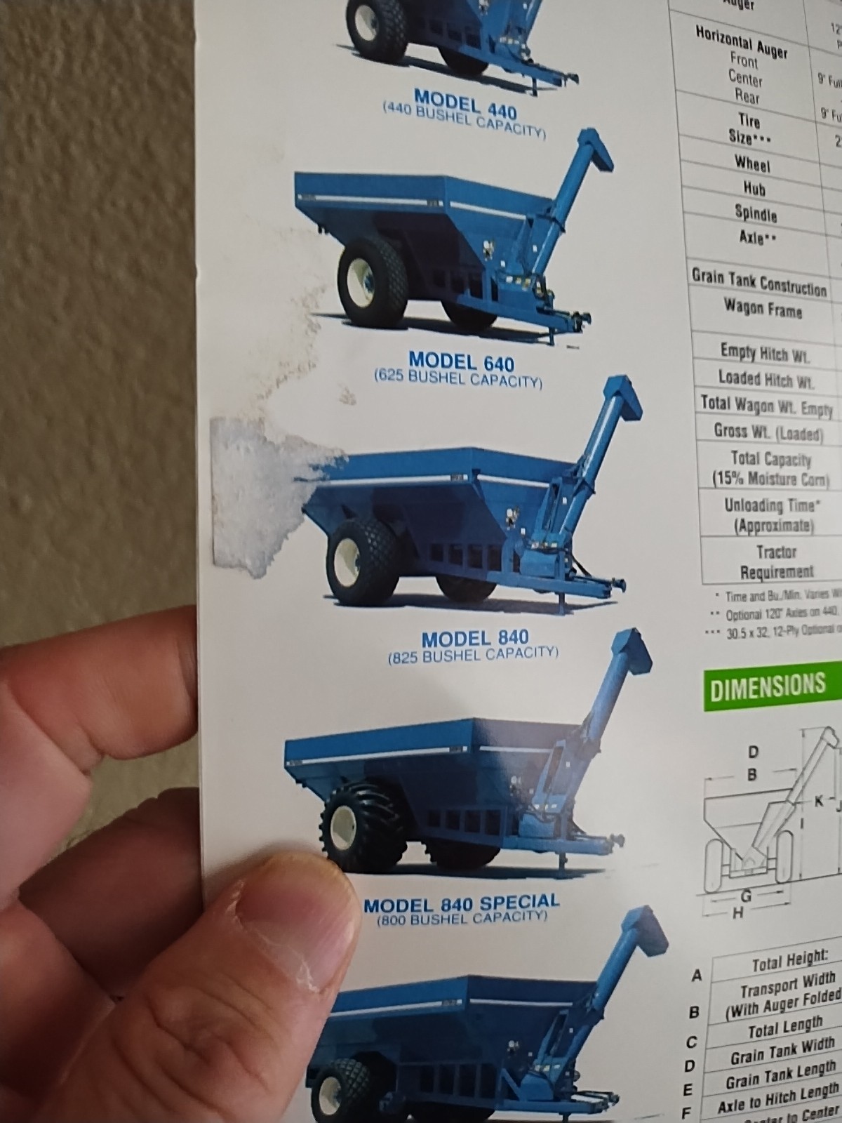 1987 Kinze Auger Wagon 440 840 1240 Brochure Williamsburg IA 640 Fold Out Poster