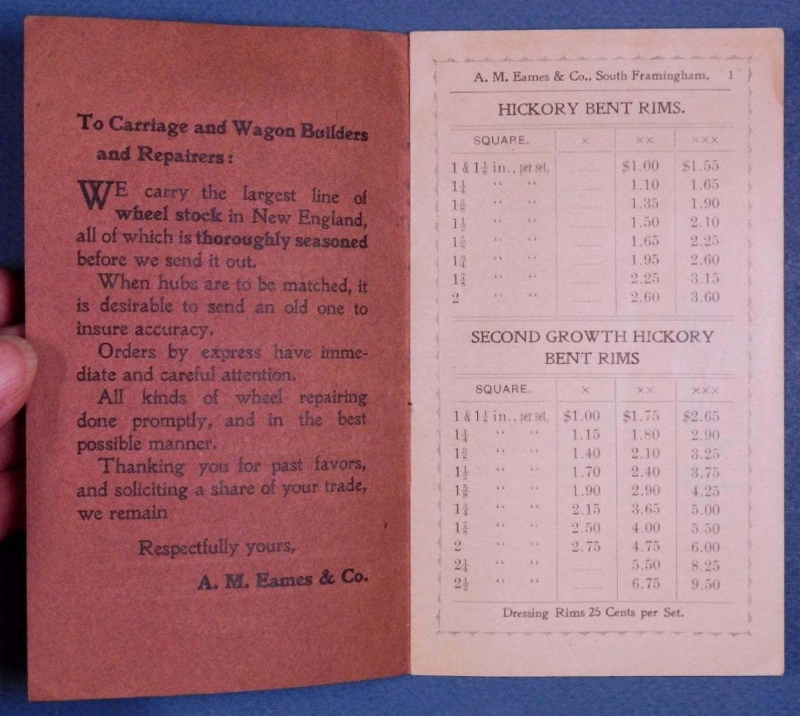 4 Early 1900’s A M Eames & Co Catalogs Carriage Wagon Cart Wheels S.Fram MA c345