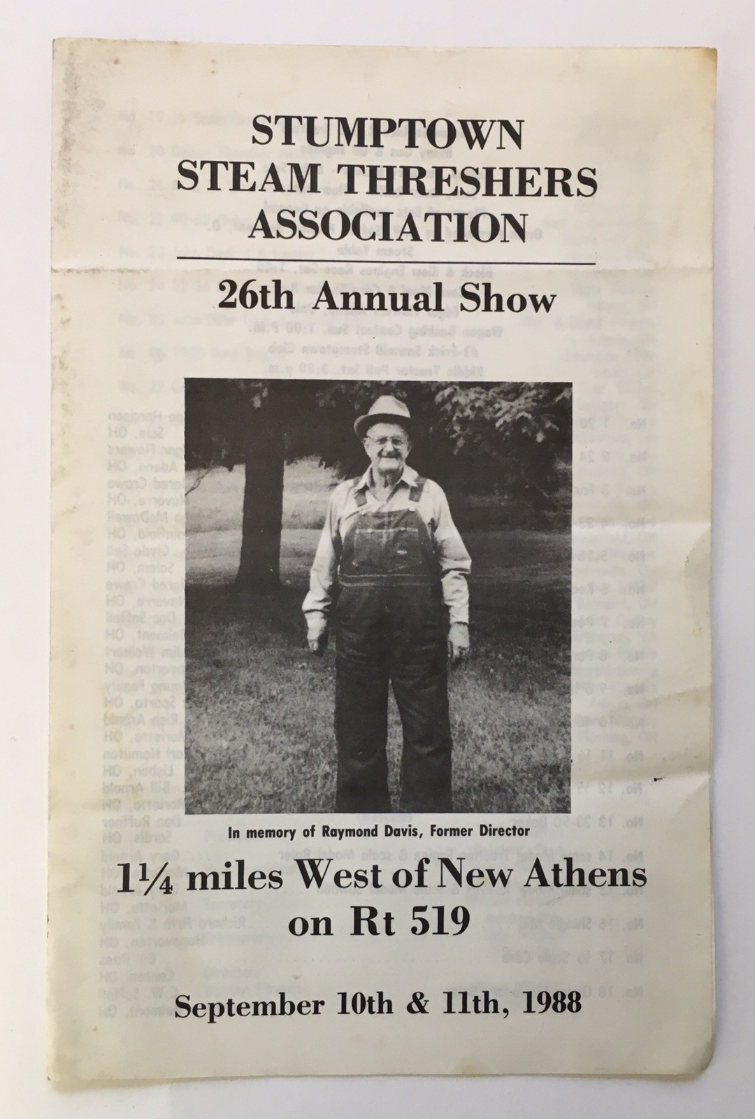 Stumptown Steam Threshers Association Annual Show Program 1988 Ohio Tractors