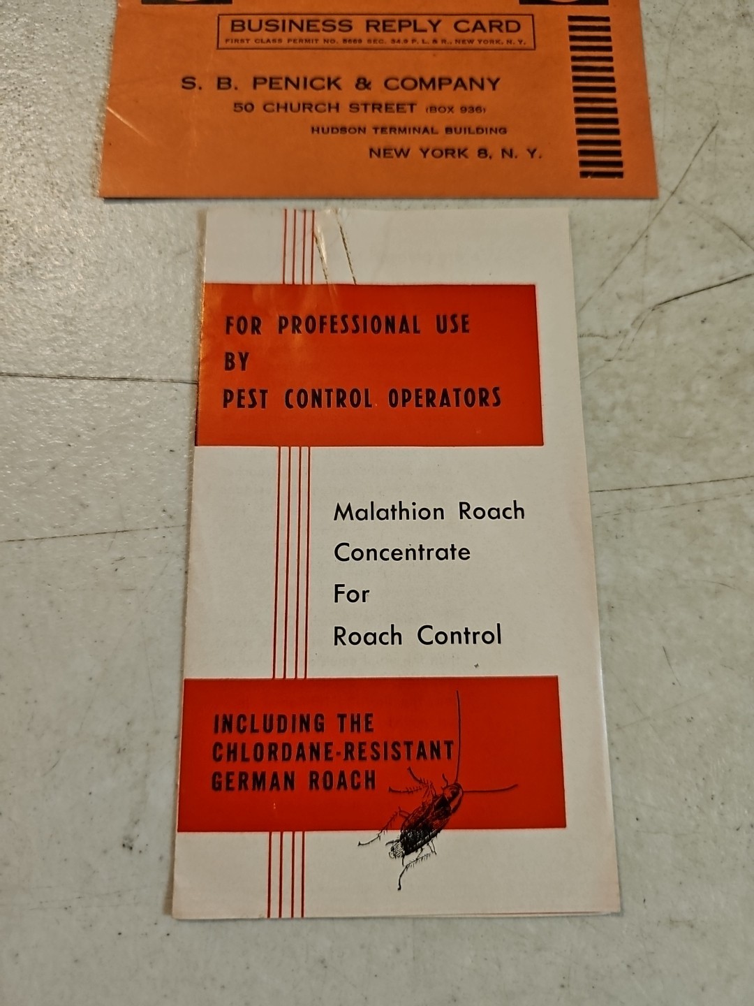 Vintage SB Penick & Co Malathion Roach Concentrate For Roach Control Brochure