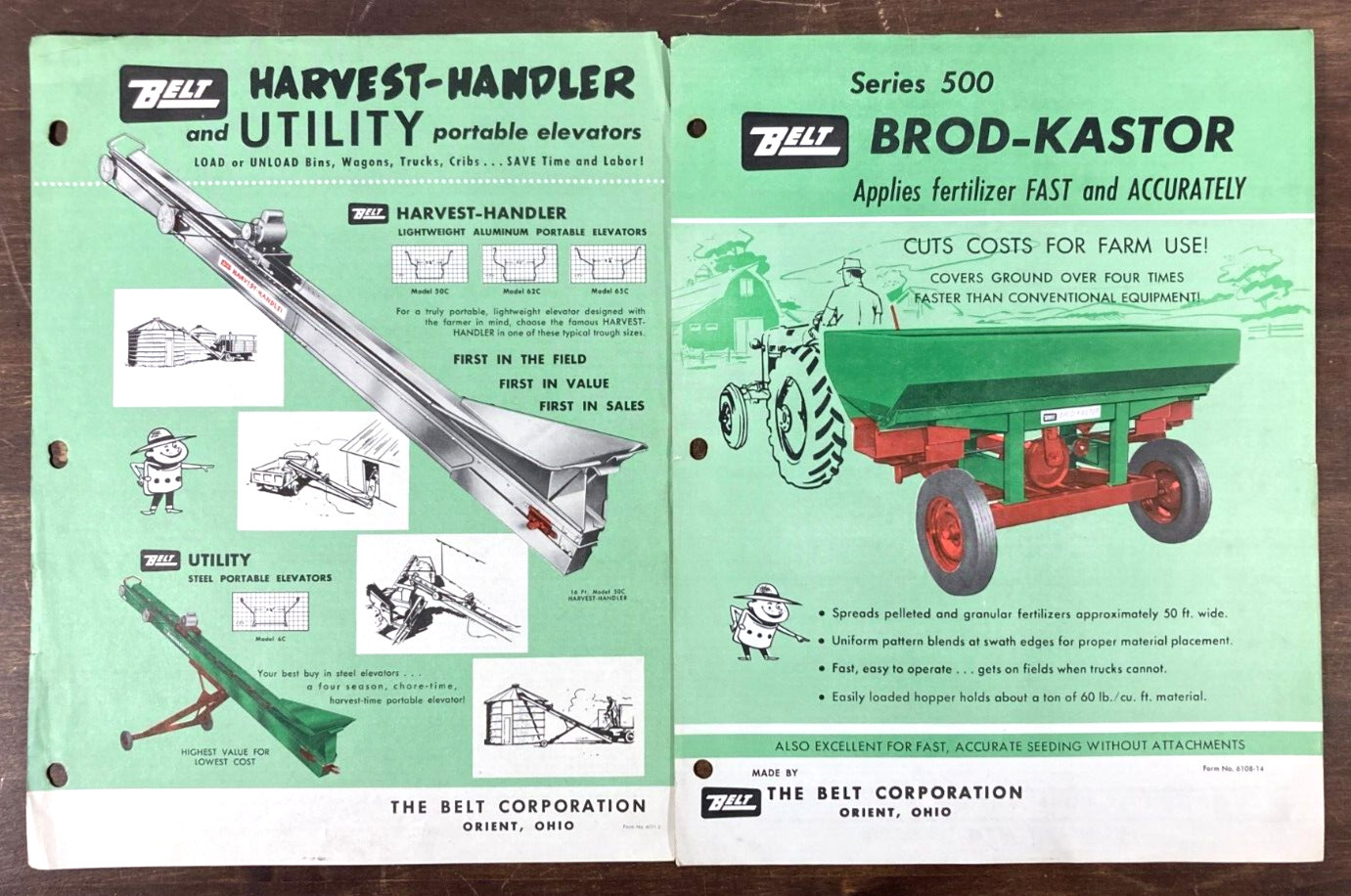 Belt Corporation Harvest Handler & Brod-Kastor 1960’s Brochure Lot Orient Ohio
