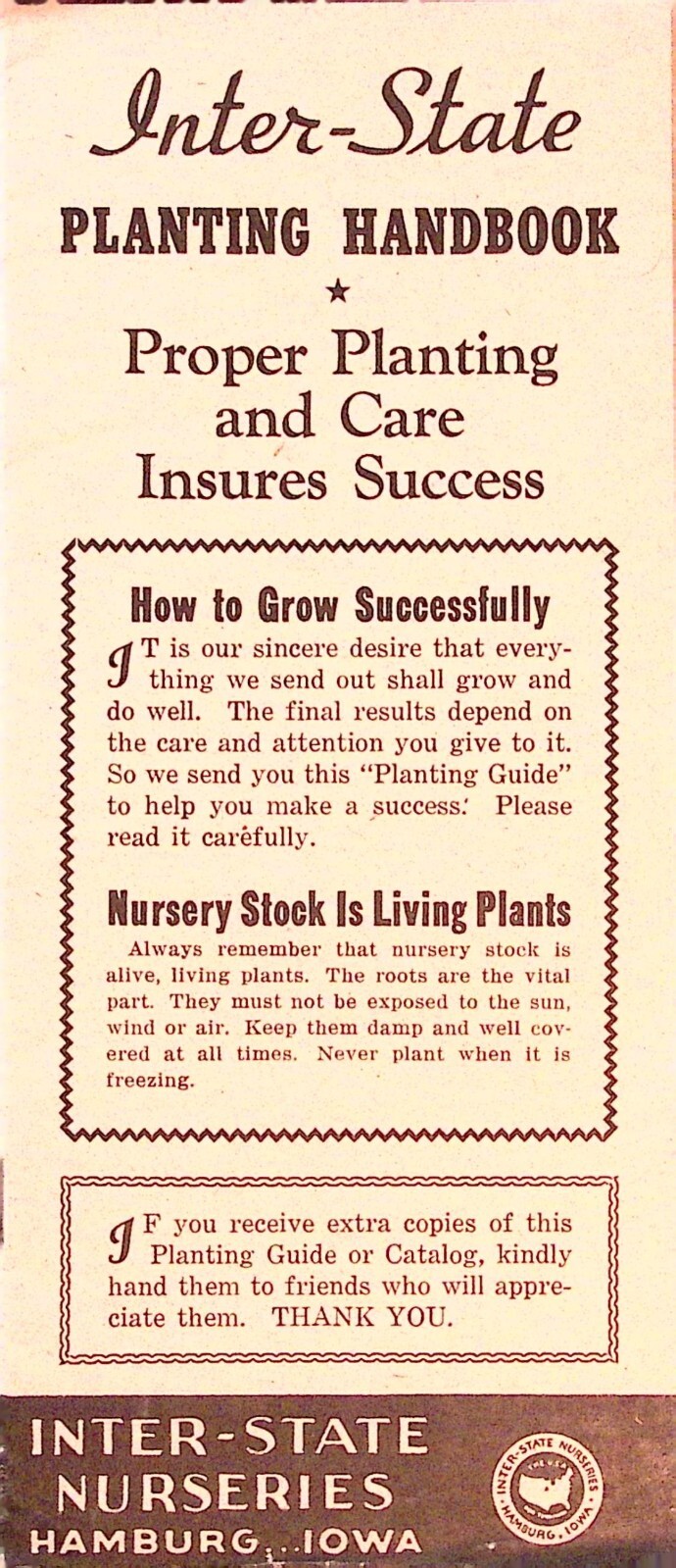 Interstate Planting Handbook Gardening Plant Brochure Inter-state Nursery Iowa
