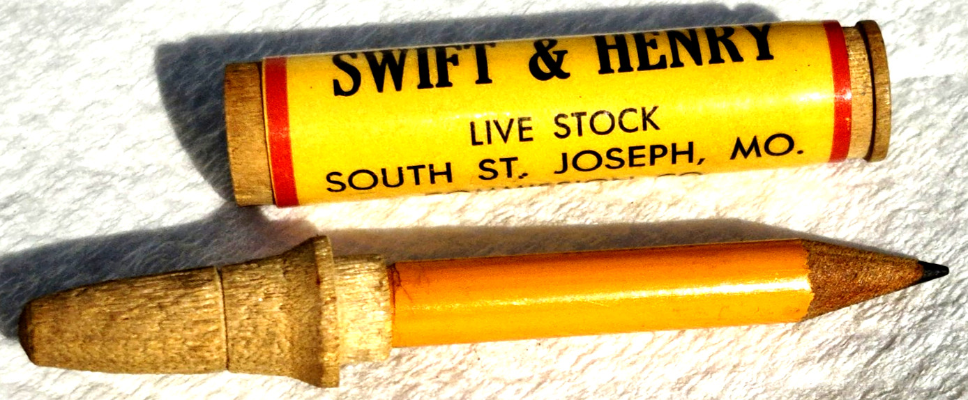 “SWIFT & HENRY Live Stock South St. Joseph Mo. Commission Co.”WOOD Bullet Pencil