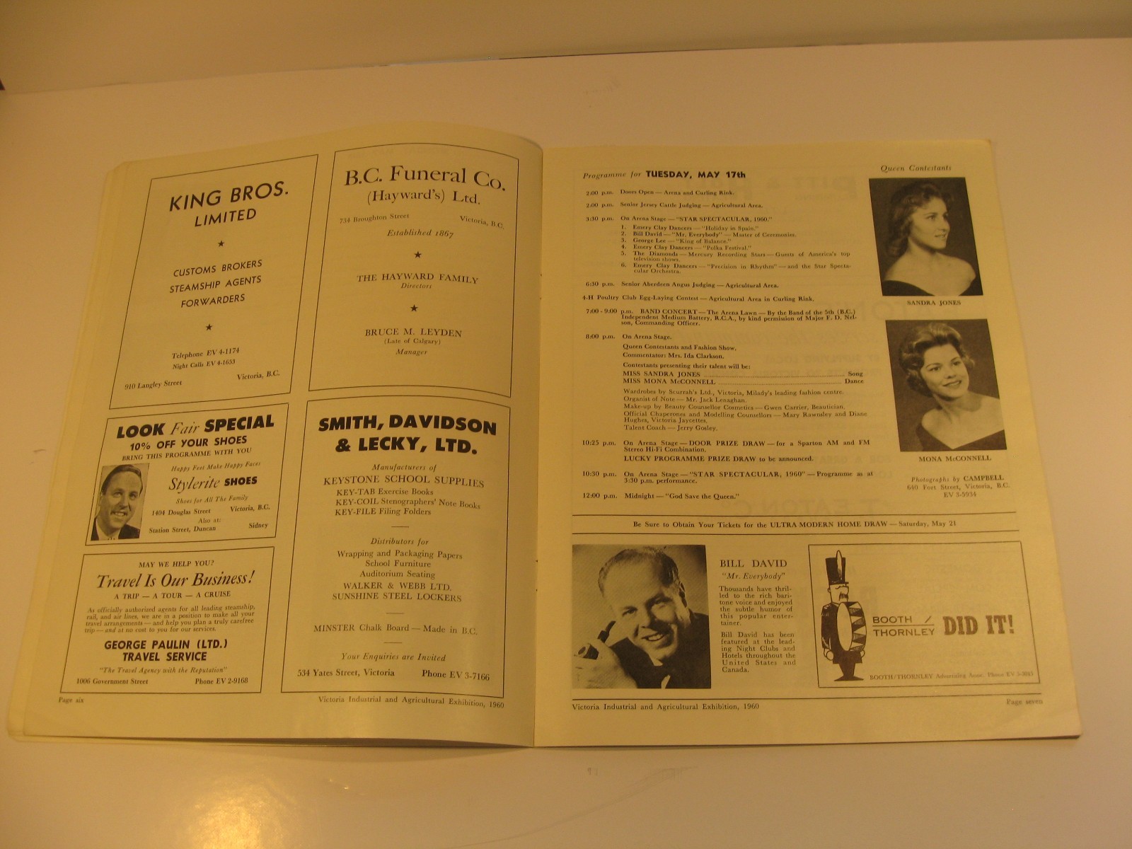 Victoria Industrial + Agricultural Exhibition Programme 1960 Memorial Arena