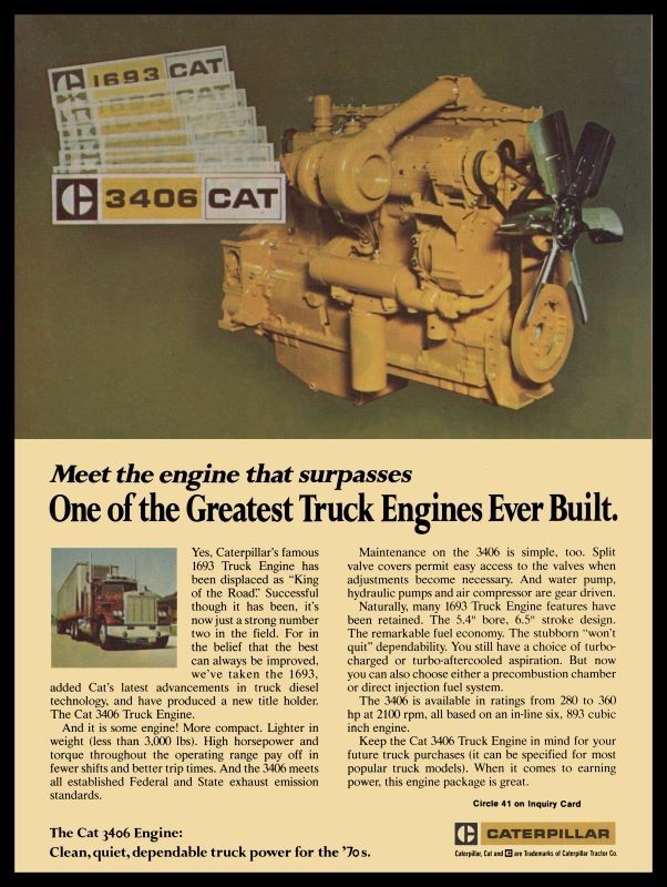 1976 CAT Model 3406 Diesel Truck Engine NEW METAL SIGN: 12×16″ Free Ship.