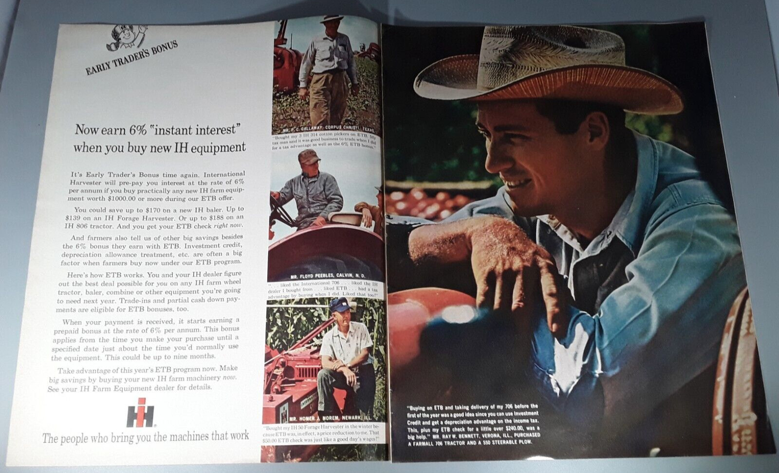 1964 International Tractor 2-Page Magazine Ad “Early Traders Bonus”
