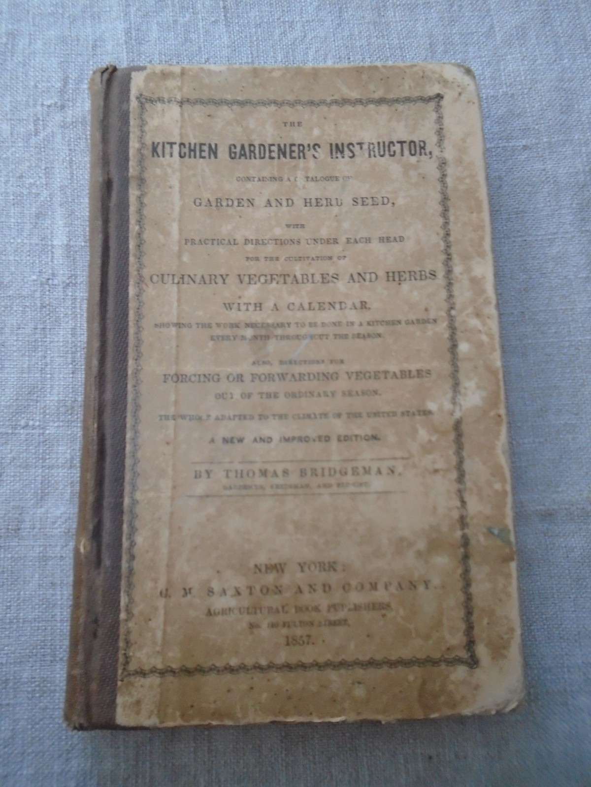 Rare 1857 Seed Catalogue Kitchen Gardner’s Instructor Thomas Bridgeman New Ed